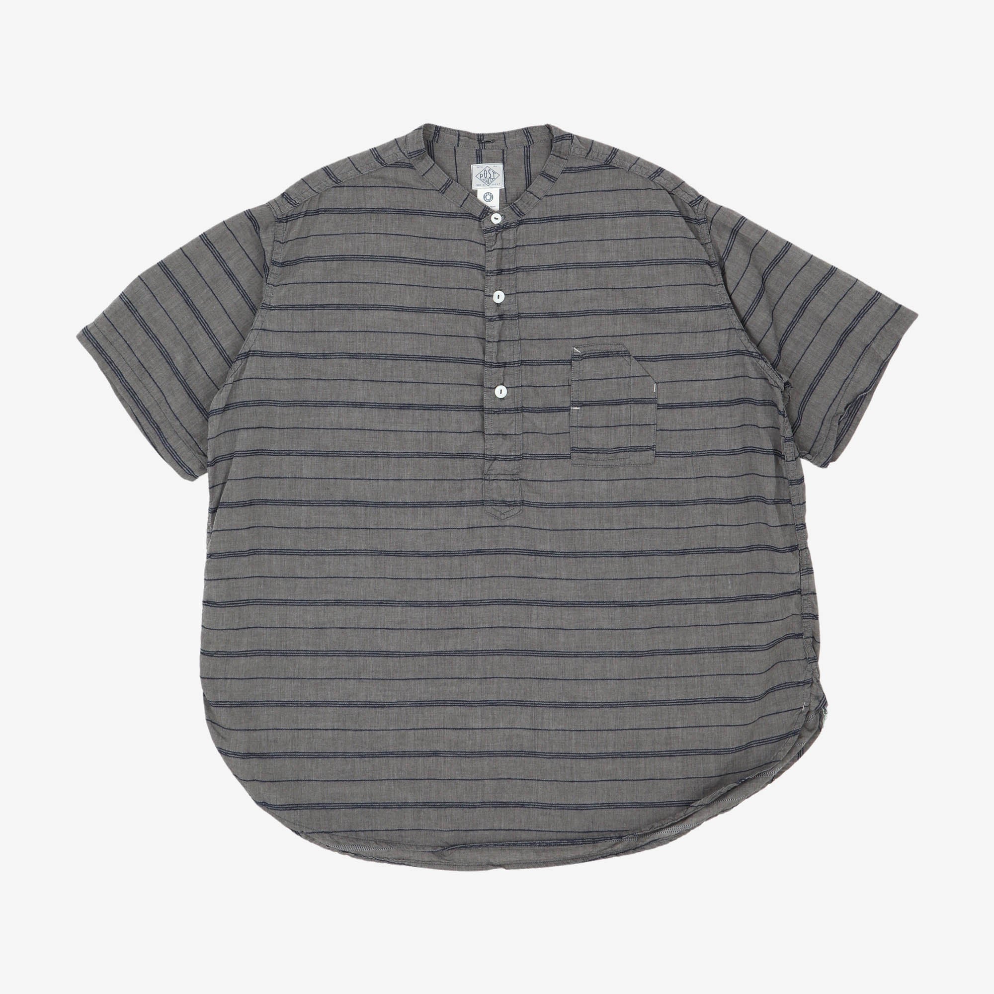 Striped Band Collar Shirt