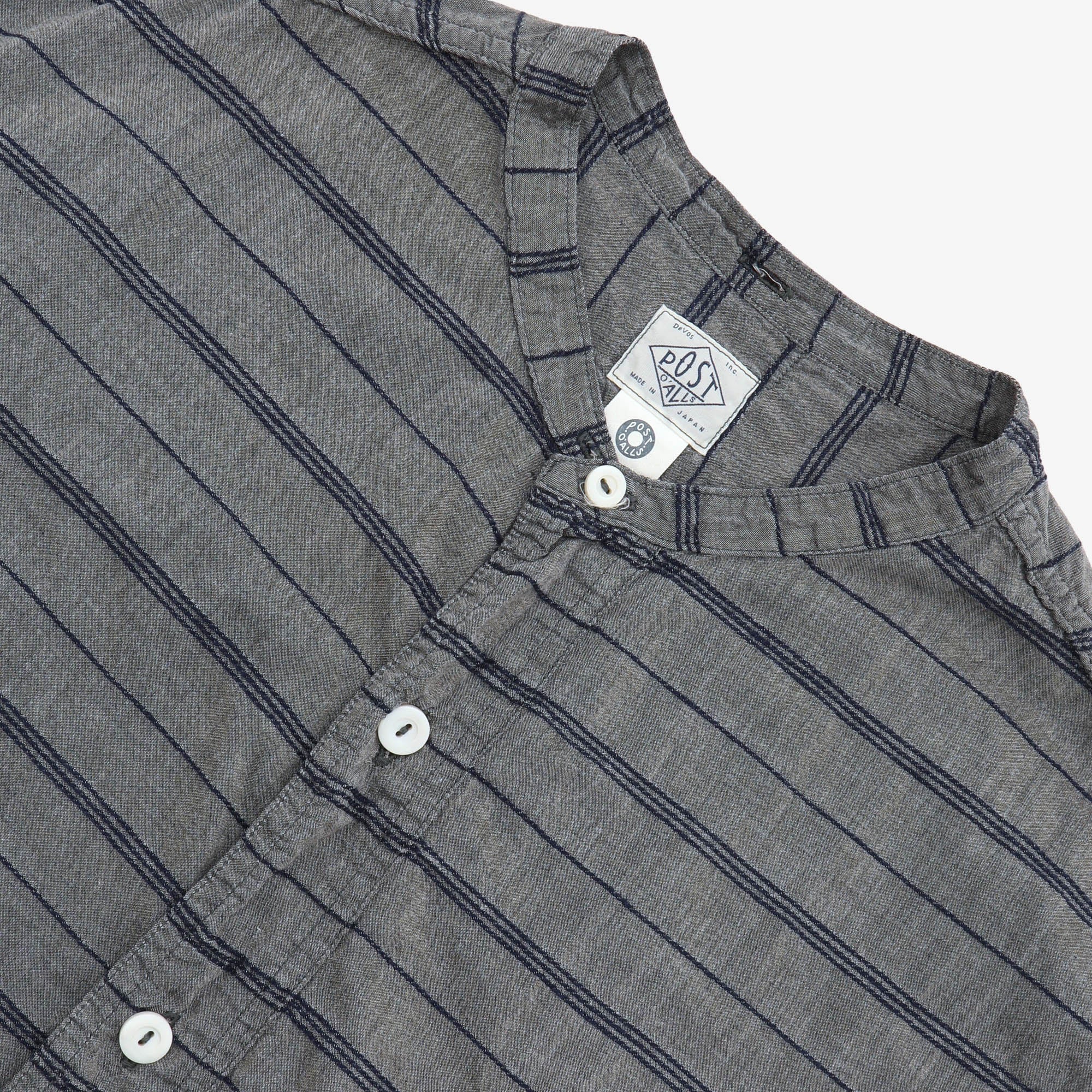 Striped Band Collar Shirt