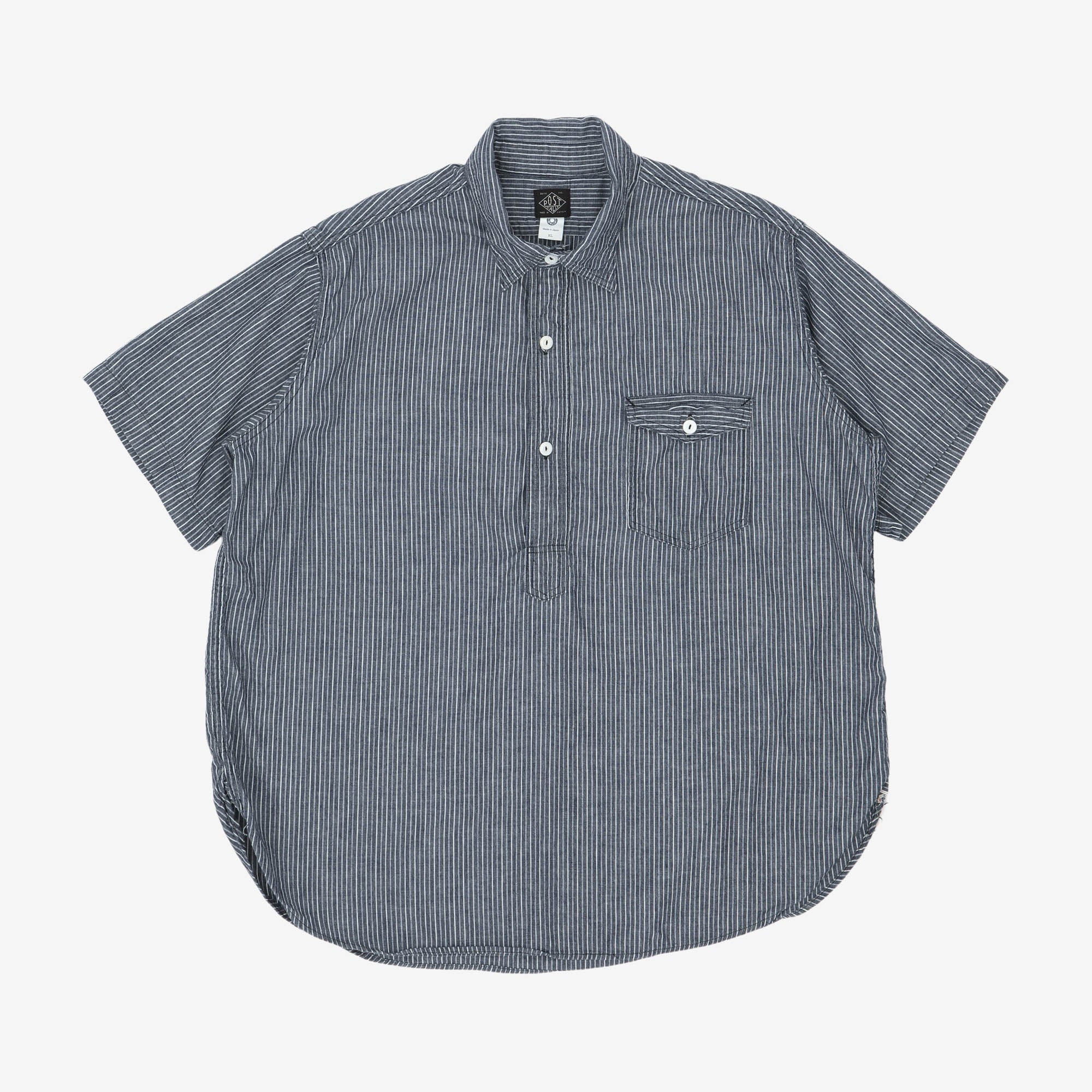 Navy Cut Striped Chambray Shirt