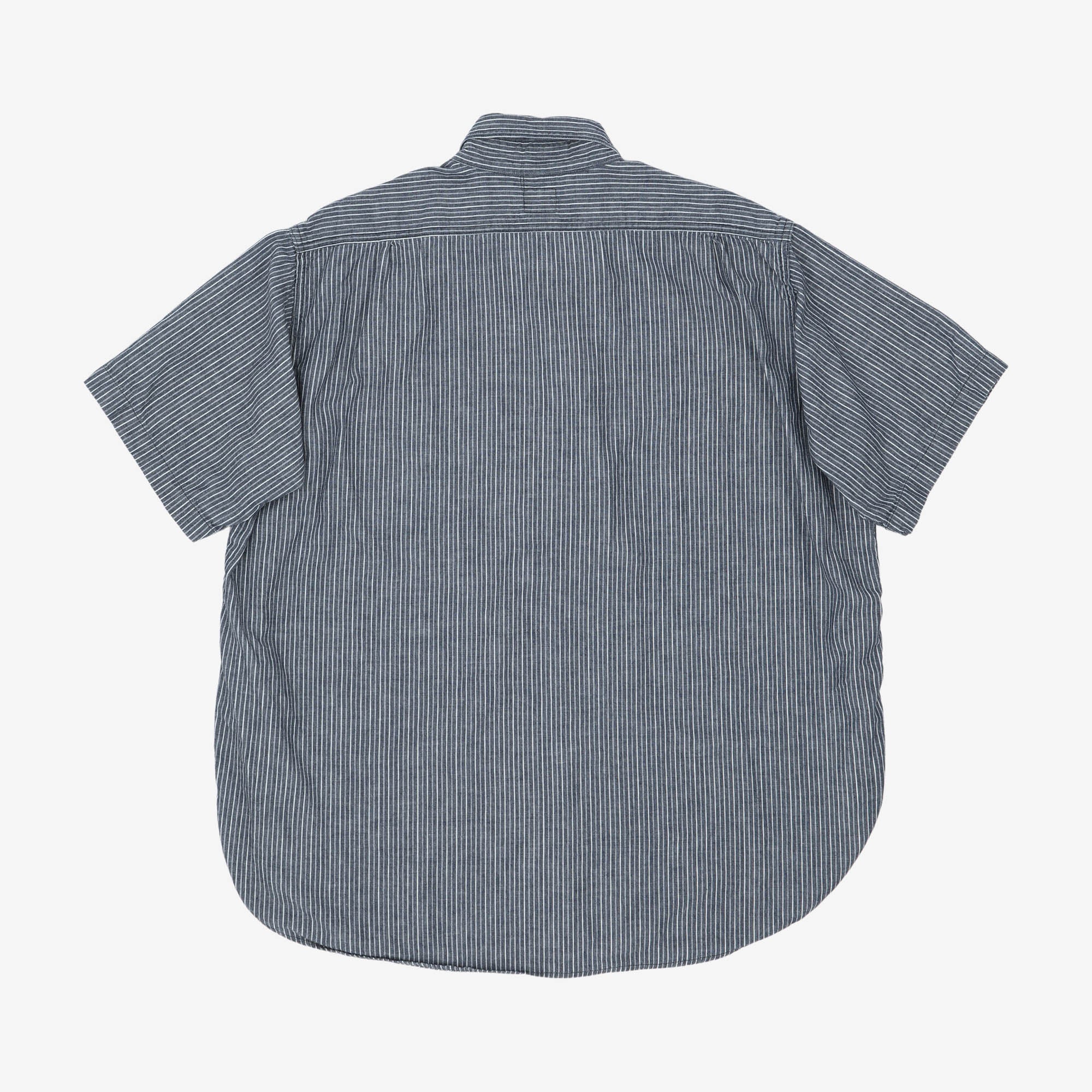 Navy Cut Striped Chambray Shirt
