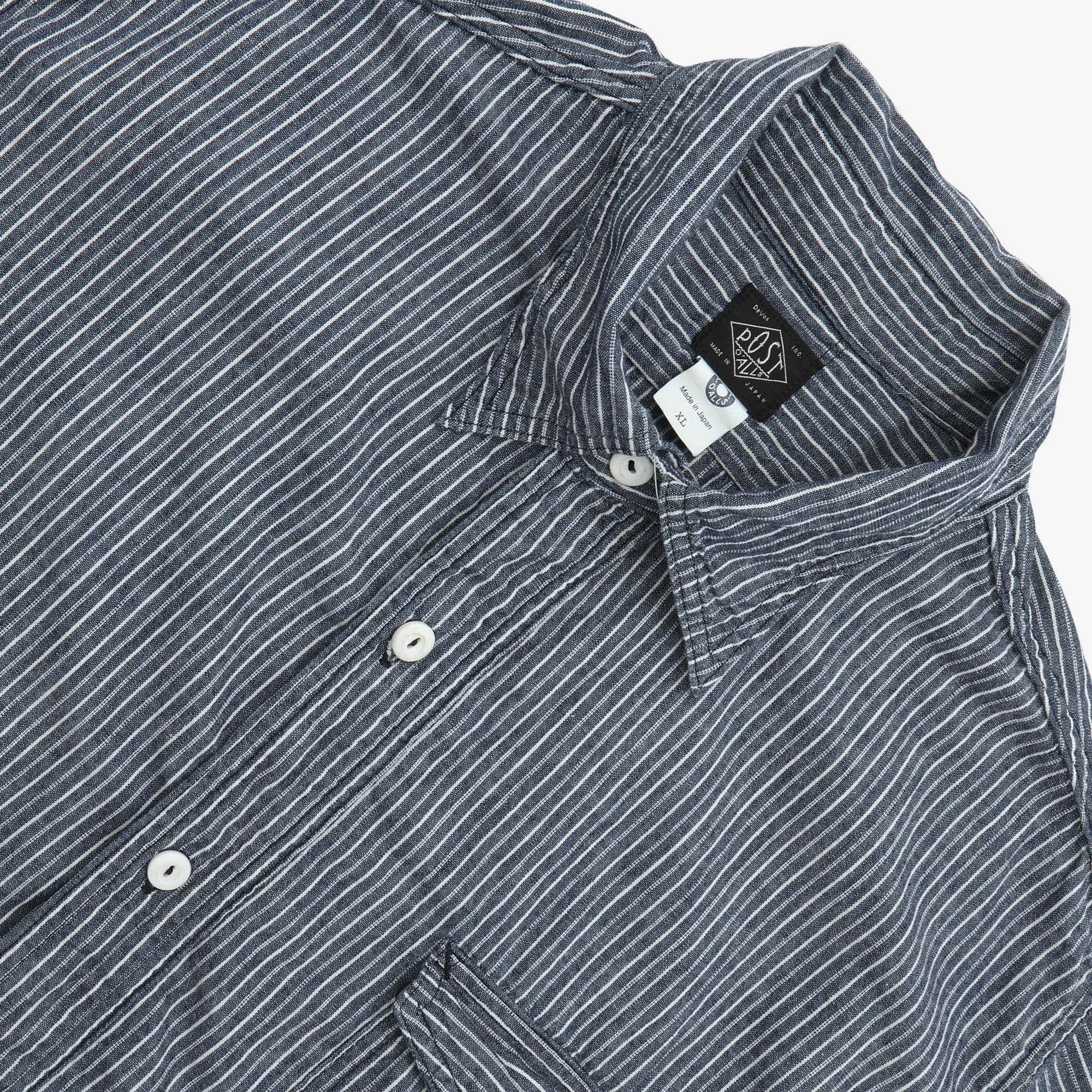 Navy Cut Striped Chambray Shirt