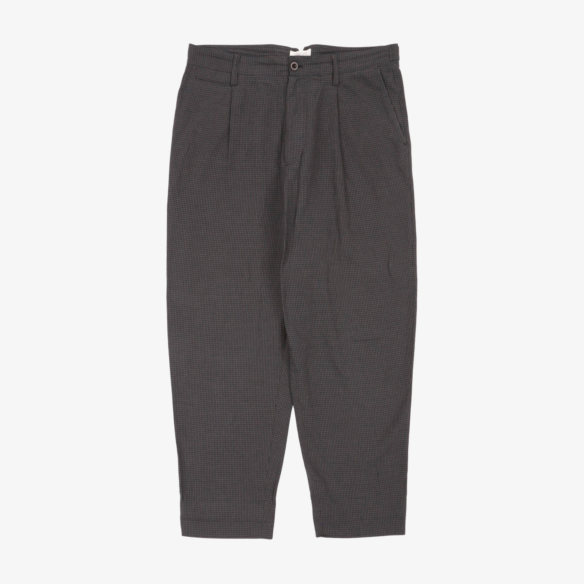 Check Linen Blend Trousers (36W X 28.5L)