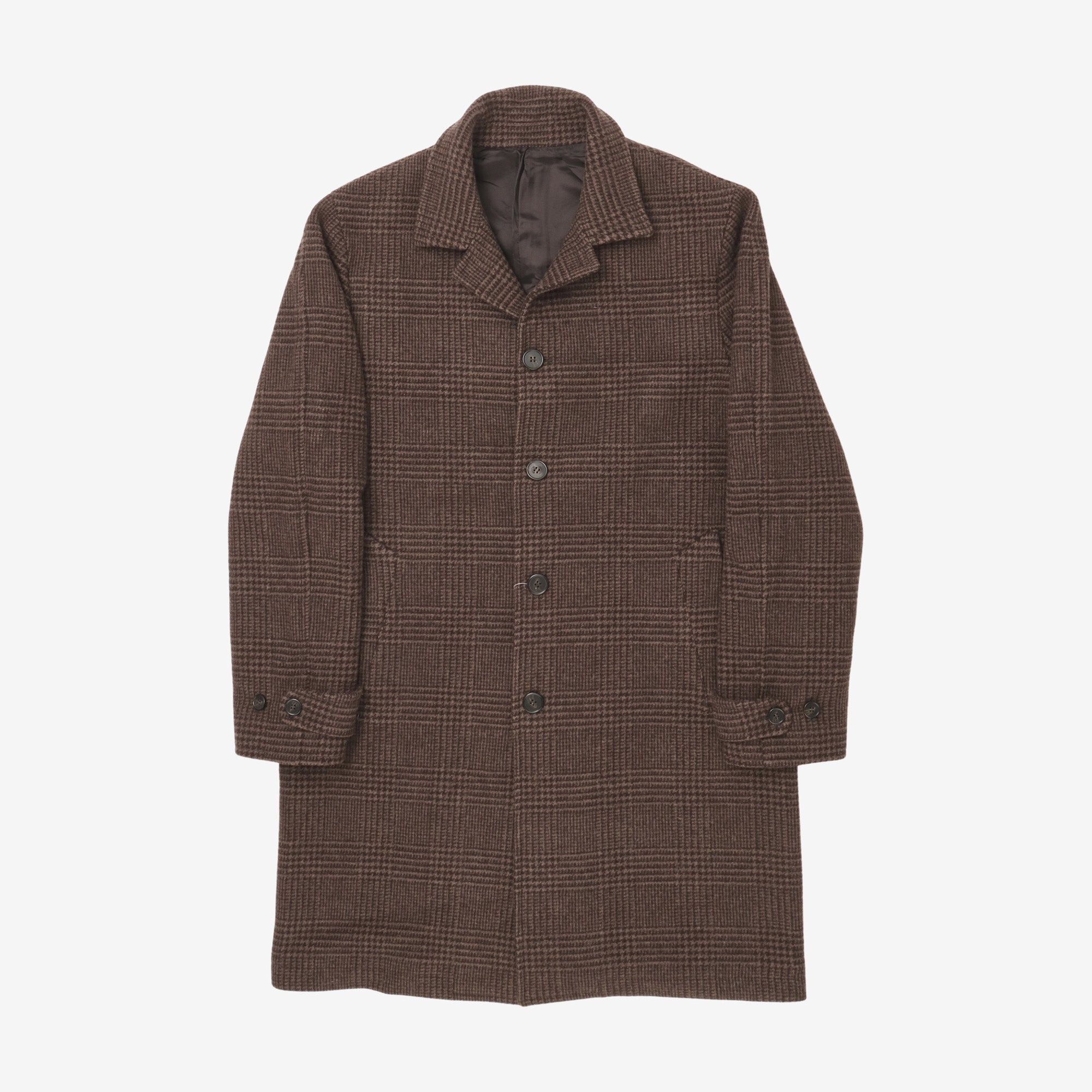 Wool Check Overcoat