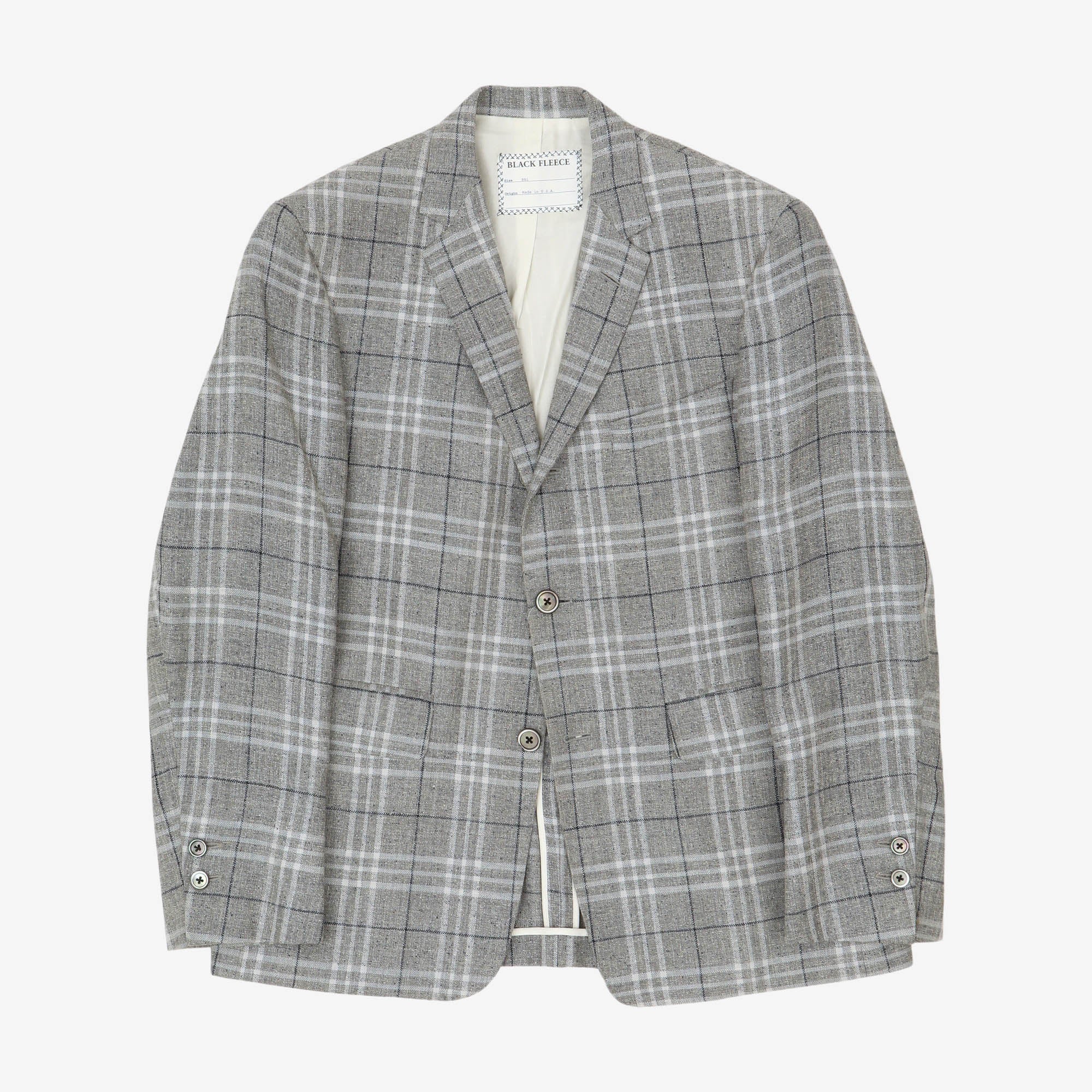 Black Fleece Silk Linen Check Blazer