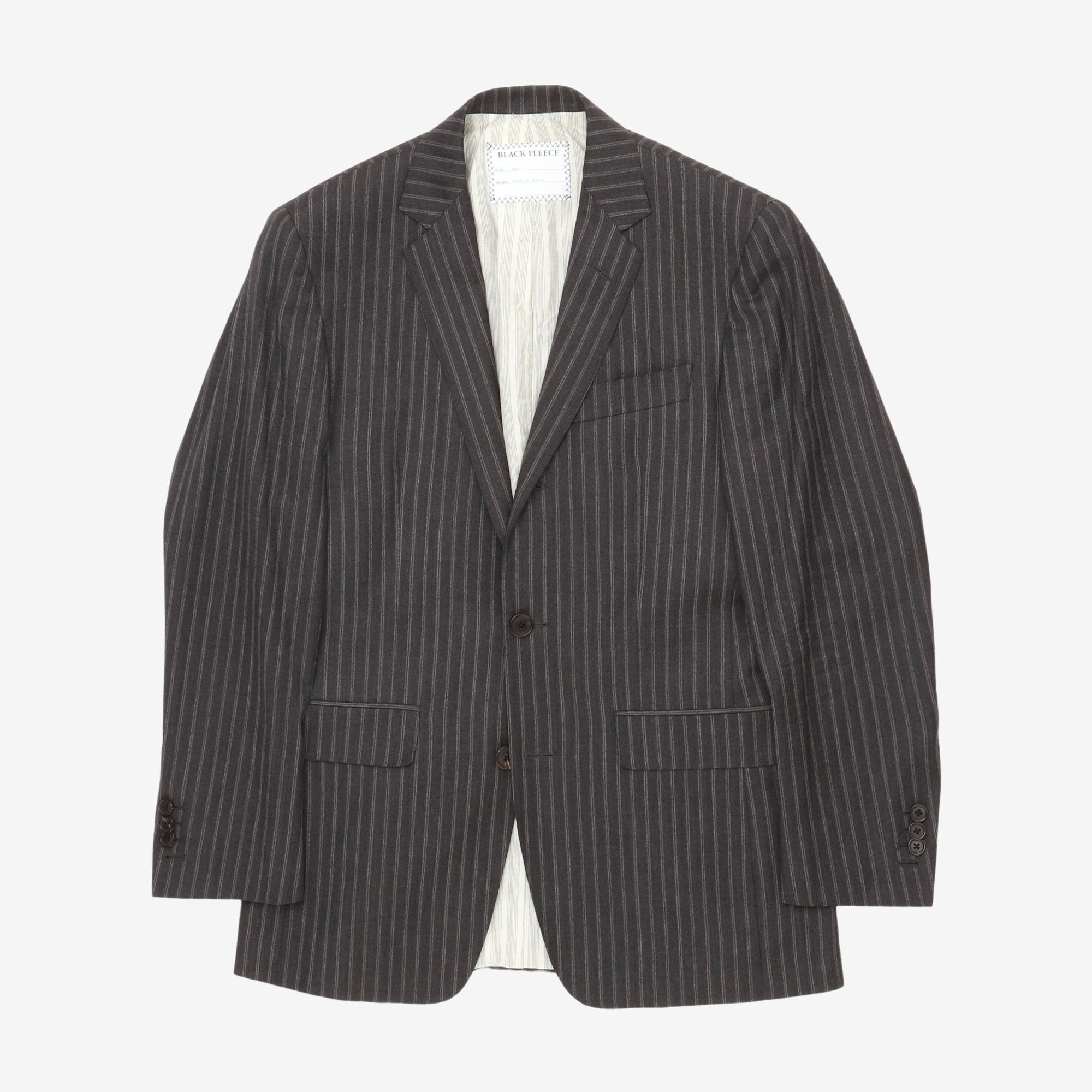 Black Fleece Wool Pinstripe Suit