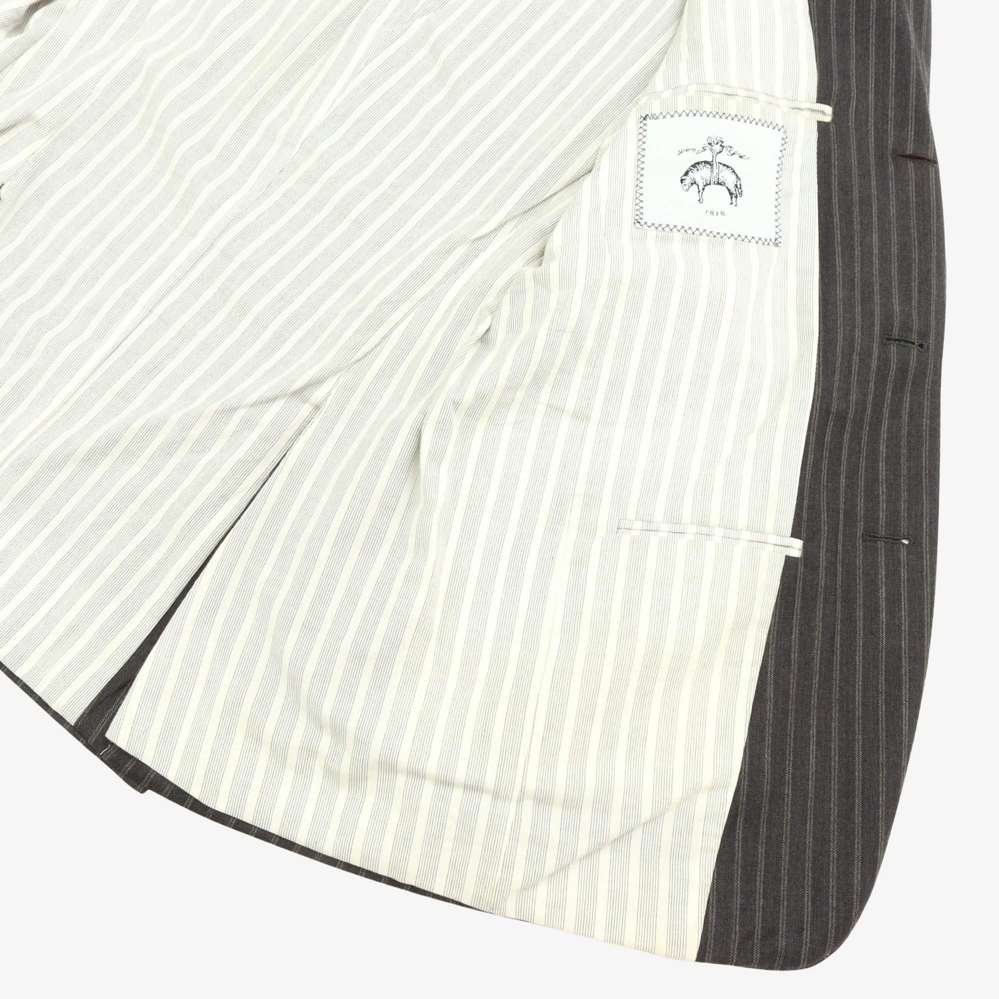 Black Fleece Wool Pinstripe Suit