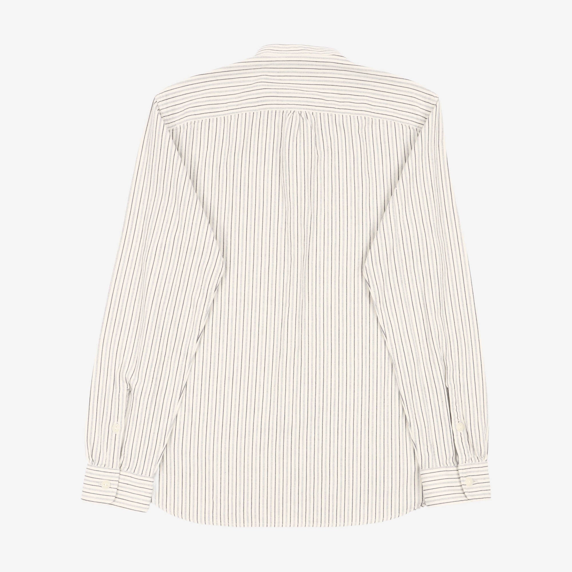 Band Collar Twill Stripe Work Shirt