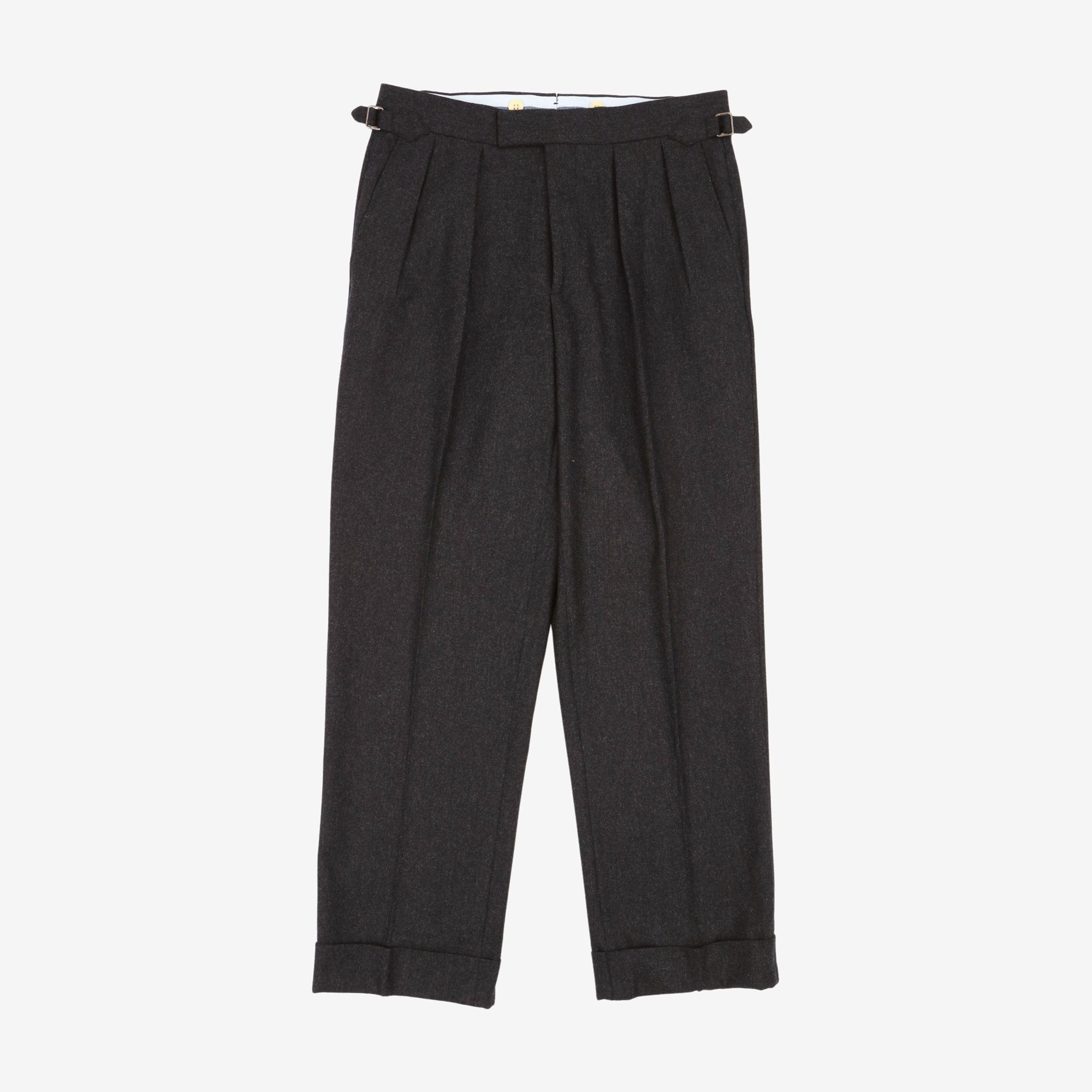 Aleks Wool Flannel Pleated Trousers (32W X 30L)