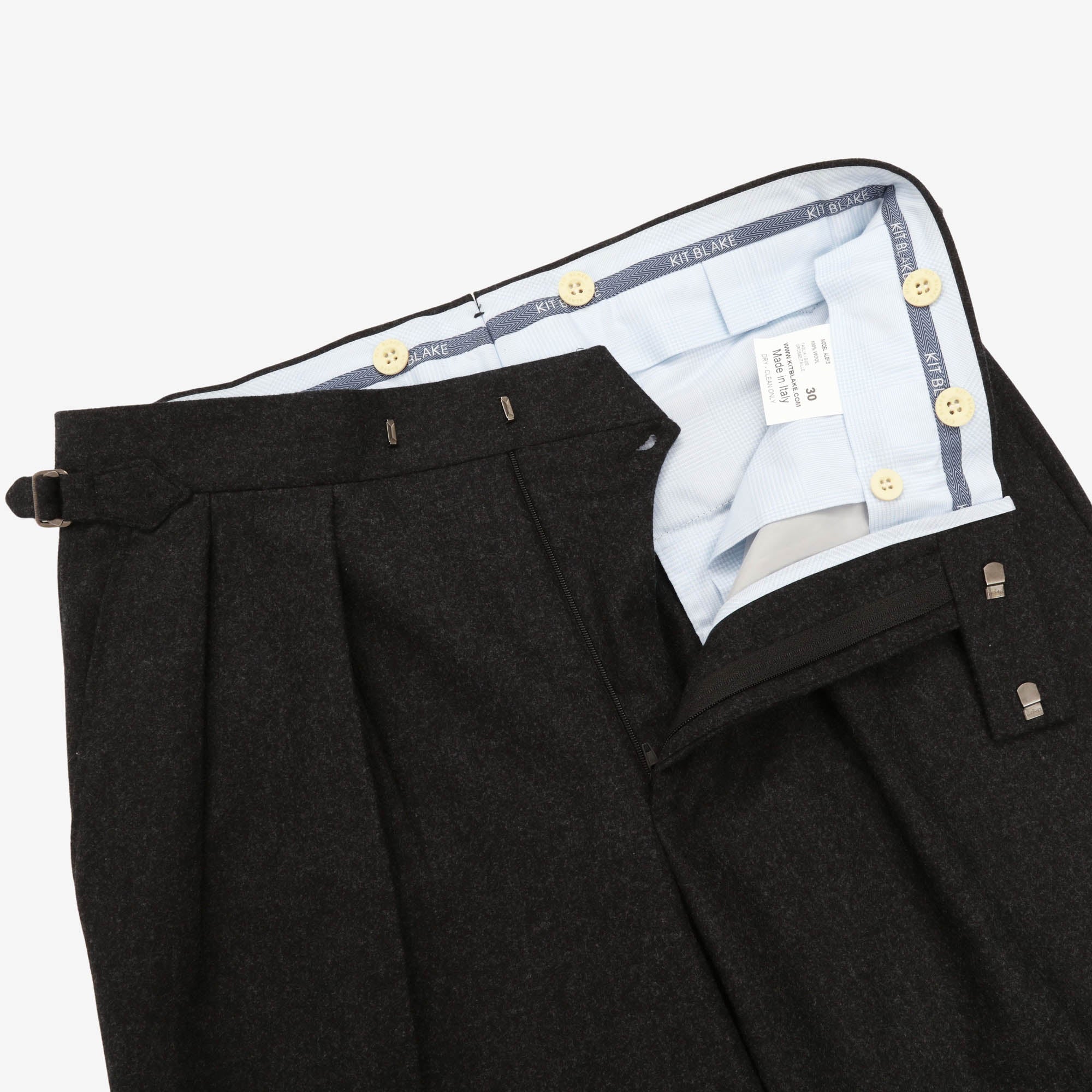 Aleks Wool Flannel Pleated Trousers (32W X 30L)