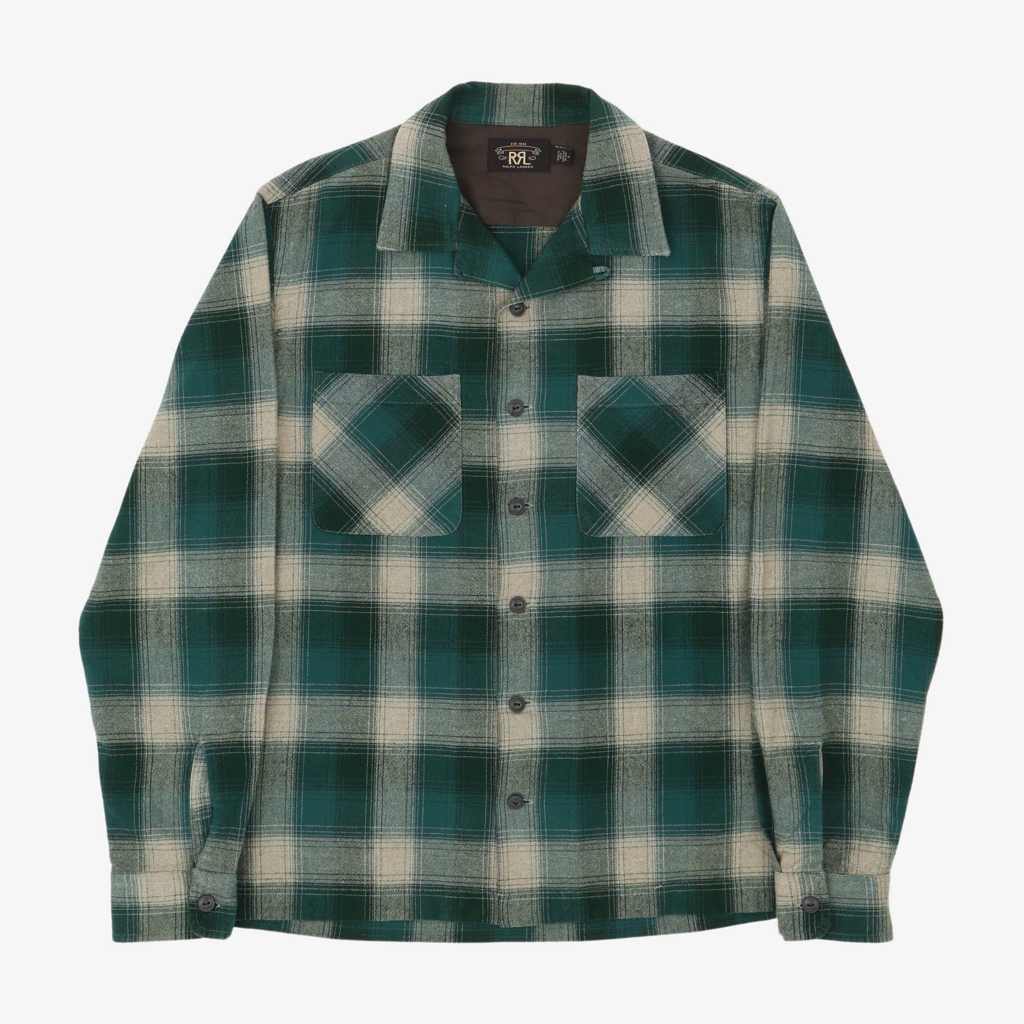 Plaid Brushed Camp Flannel Shirt