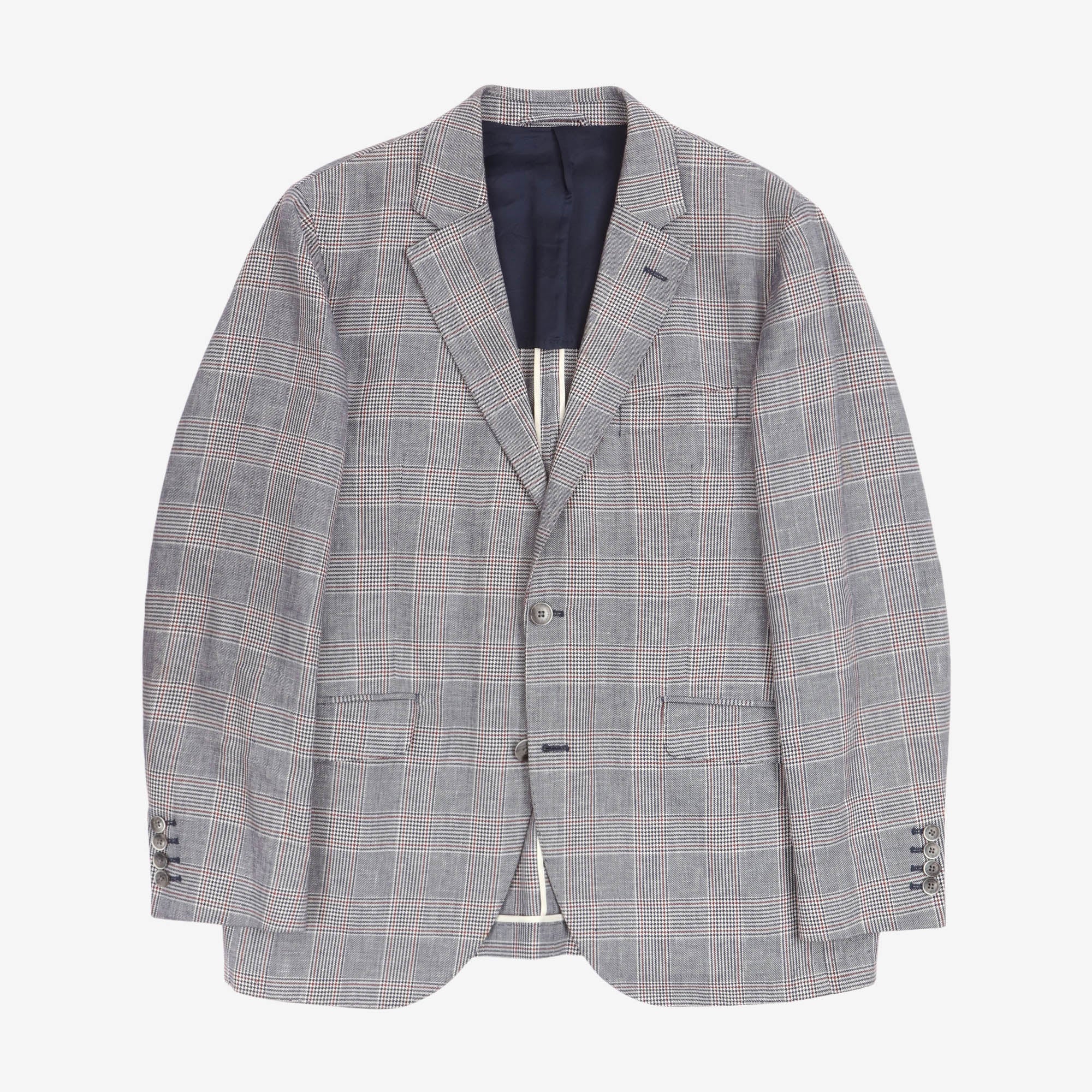 Linen Blend Glen Check Blazer
