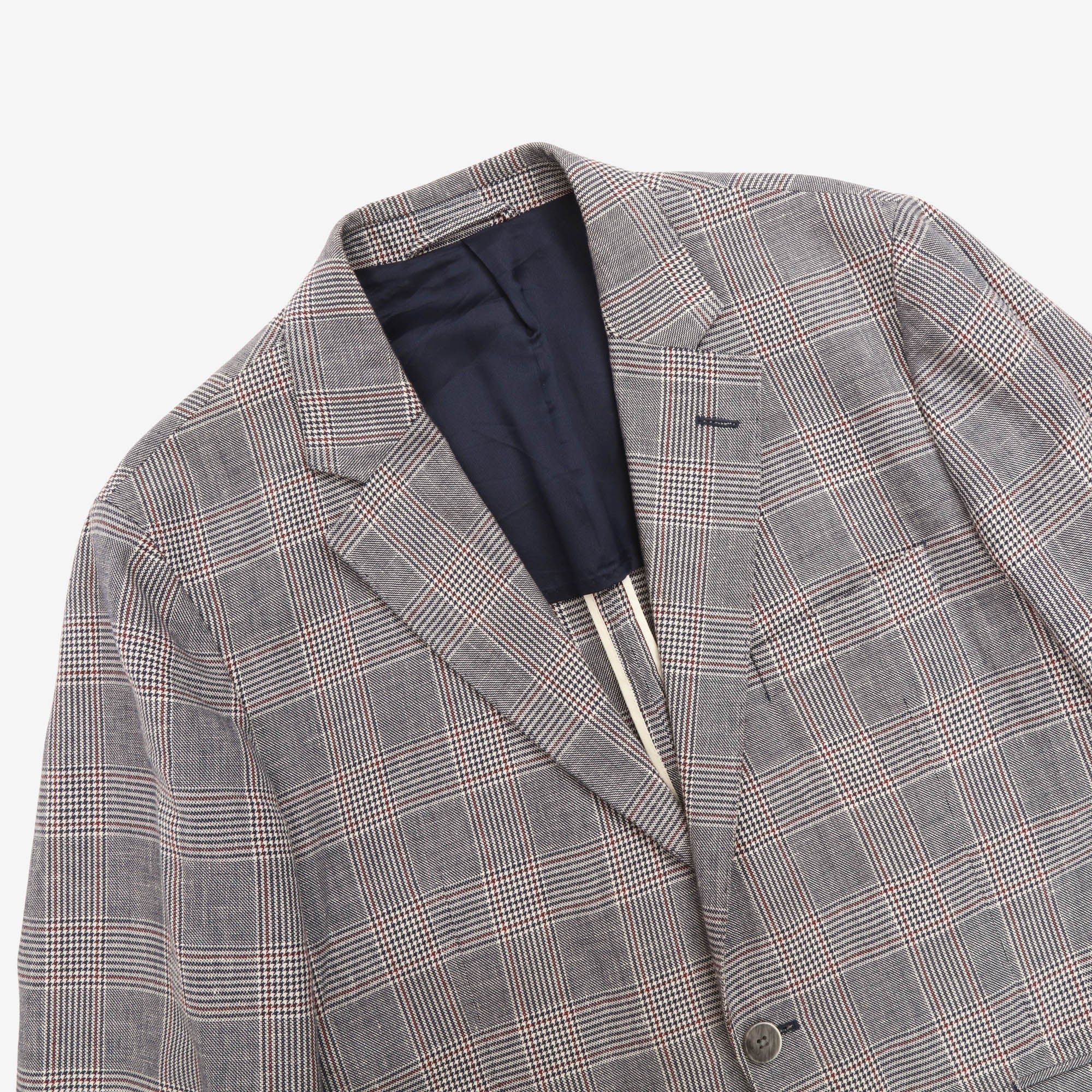 Linen Blend Glen Check Blazer