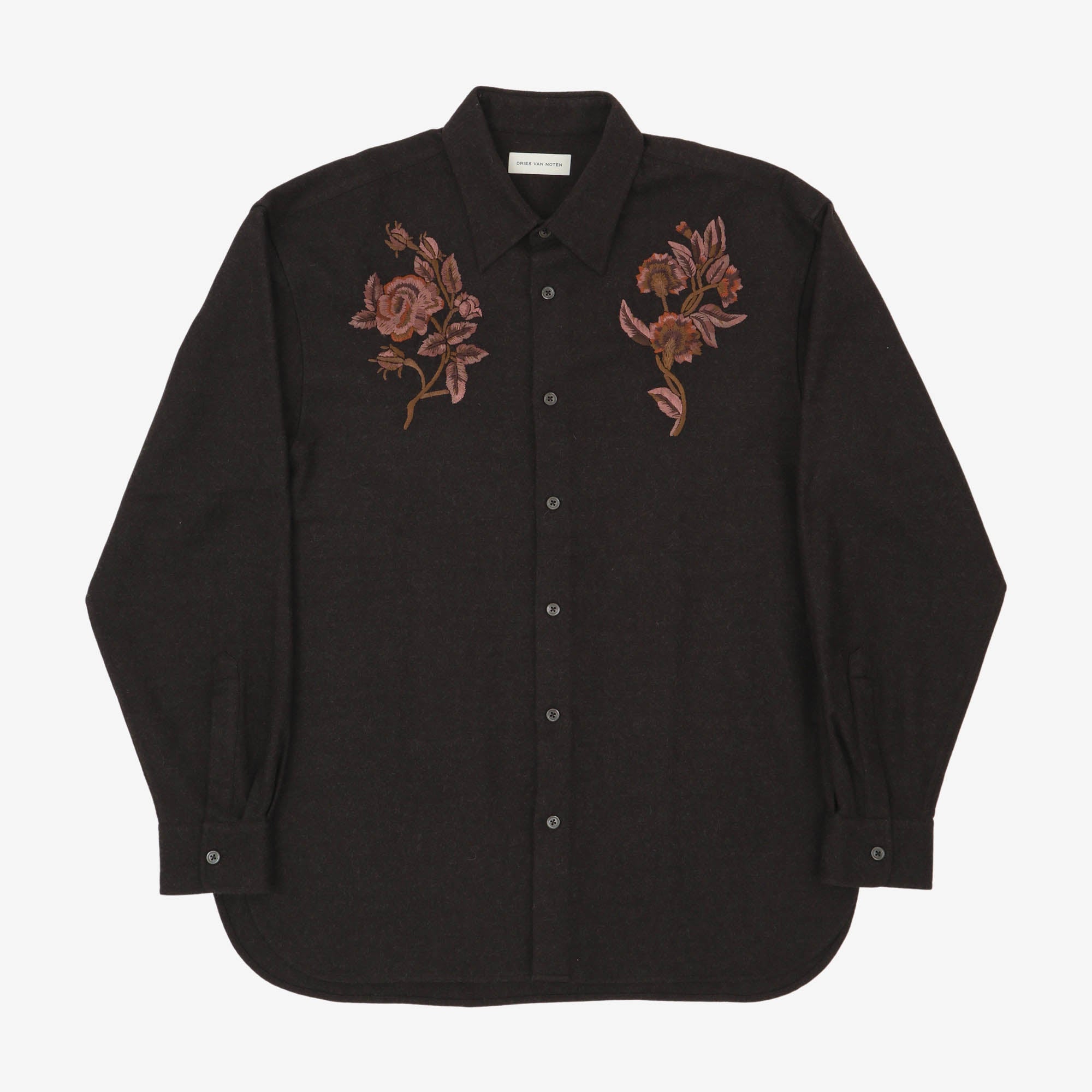 Embroidered Wool Flannel Shirt
