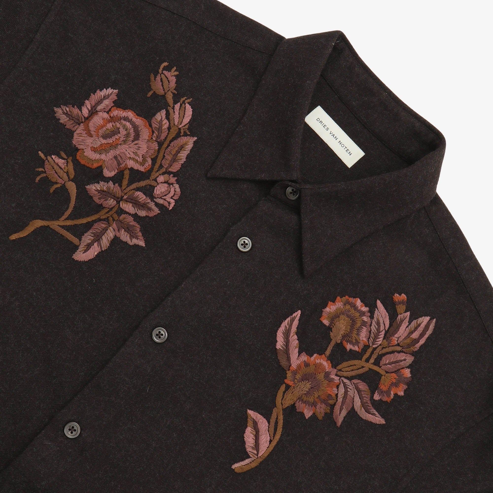 Embroidered Wool Flannel Shirt