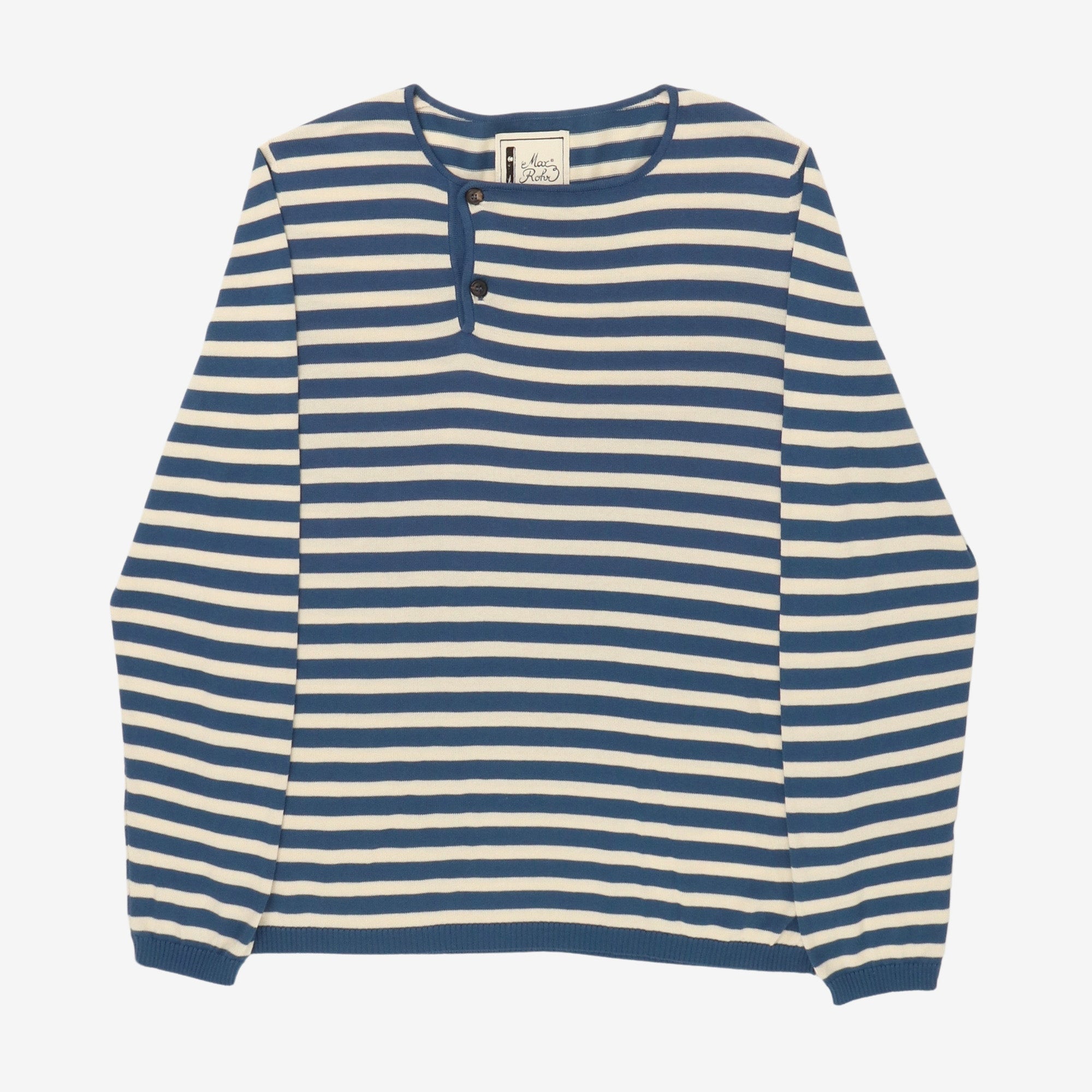 Side Button Striped LS Tee