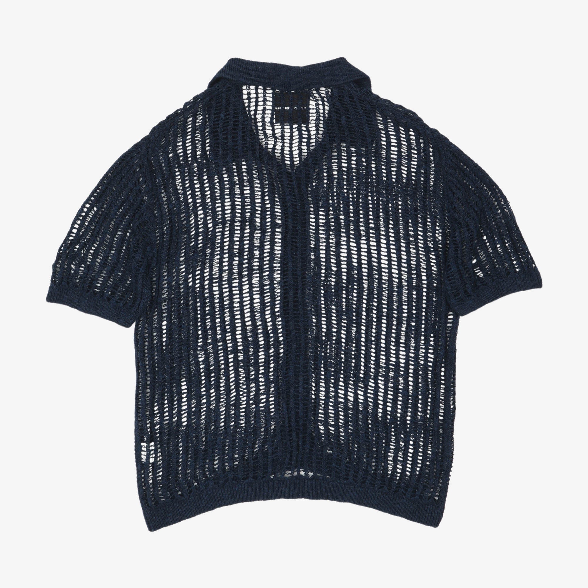 Openwork Cotton Linen Bowling Shirt