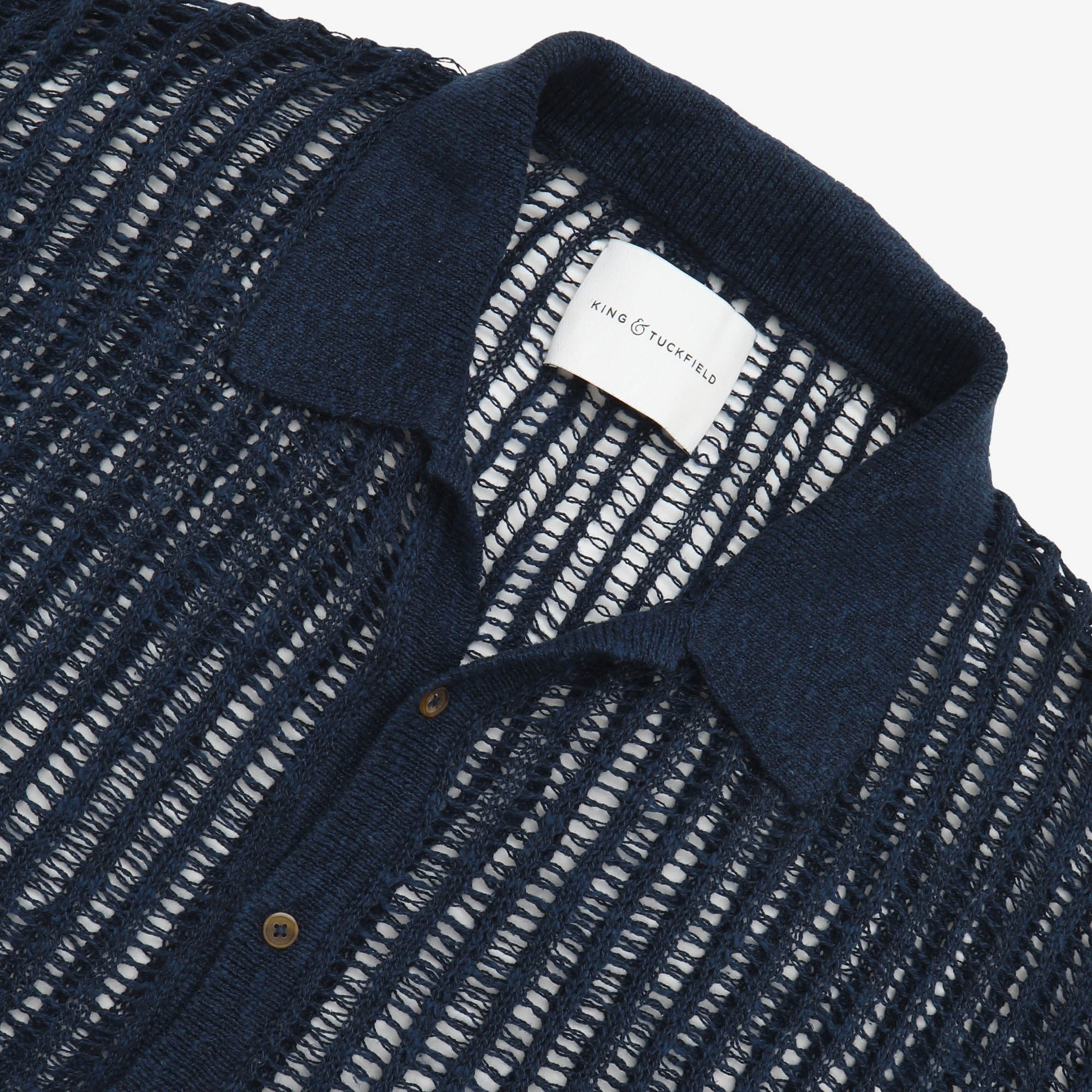 Openwork Cotton Linen Bowling Shirt