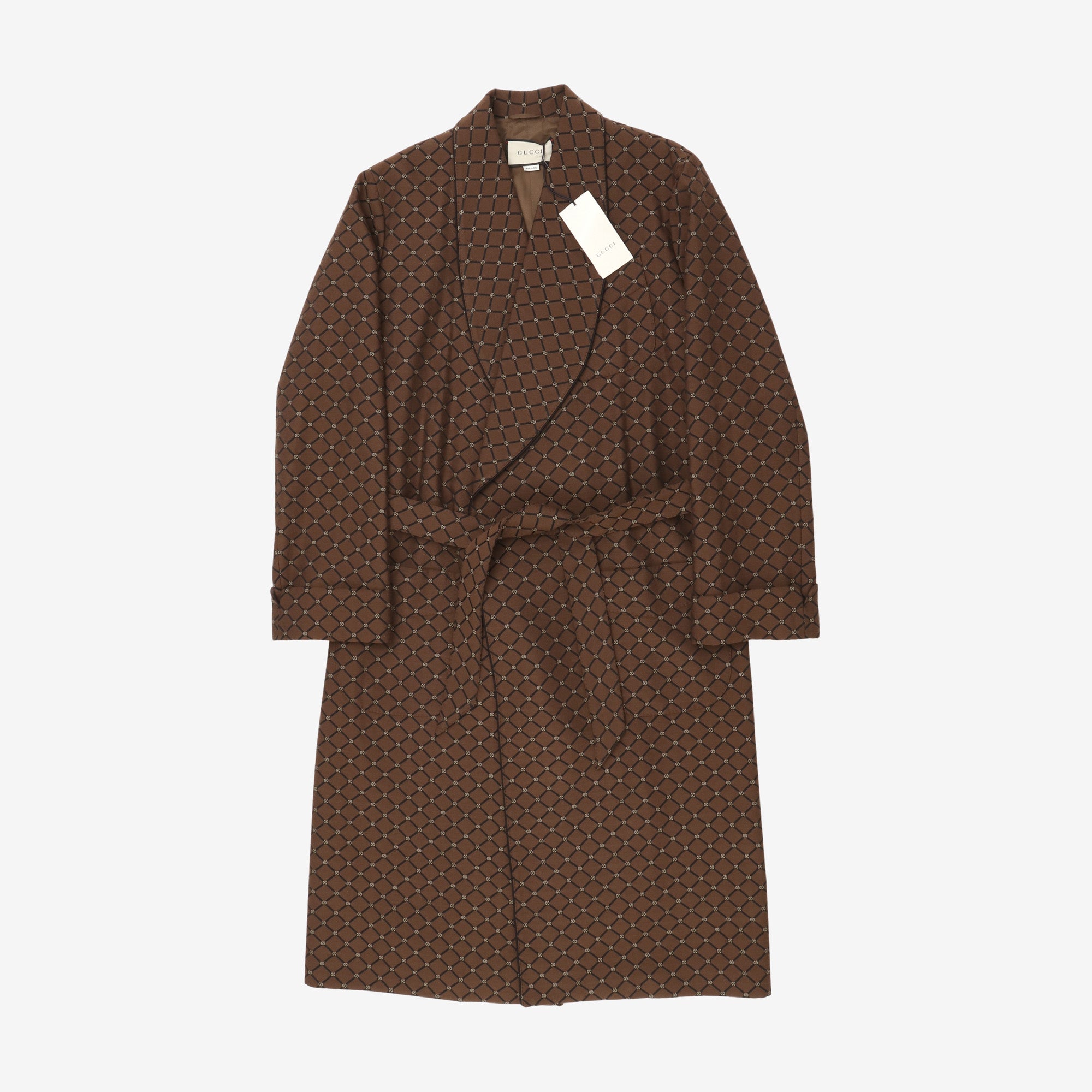 Logo Jacquard Shawl Belted Dressing Gown