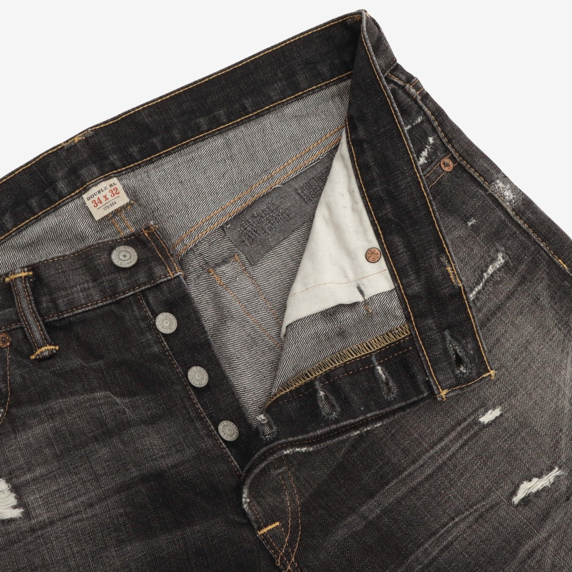 Distressed Selvedge Denim Jeans