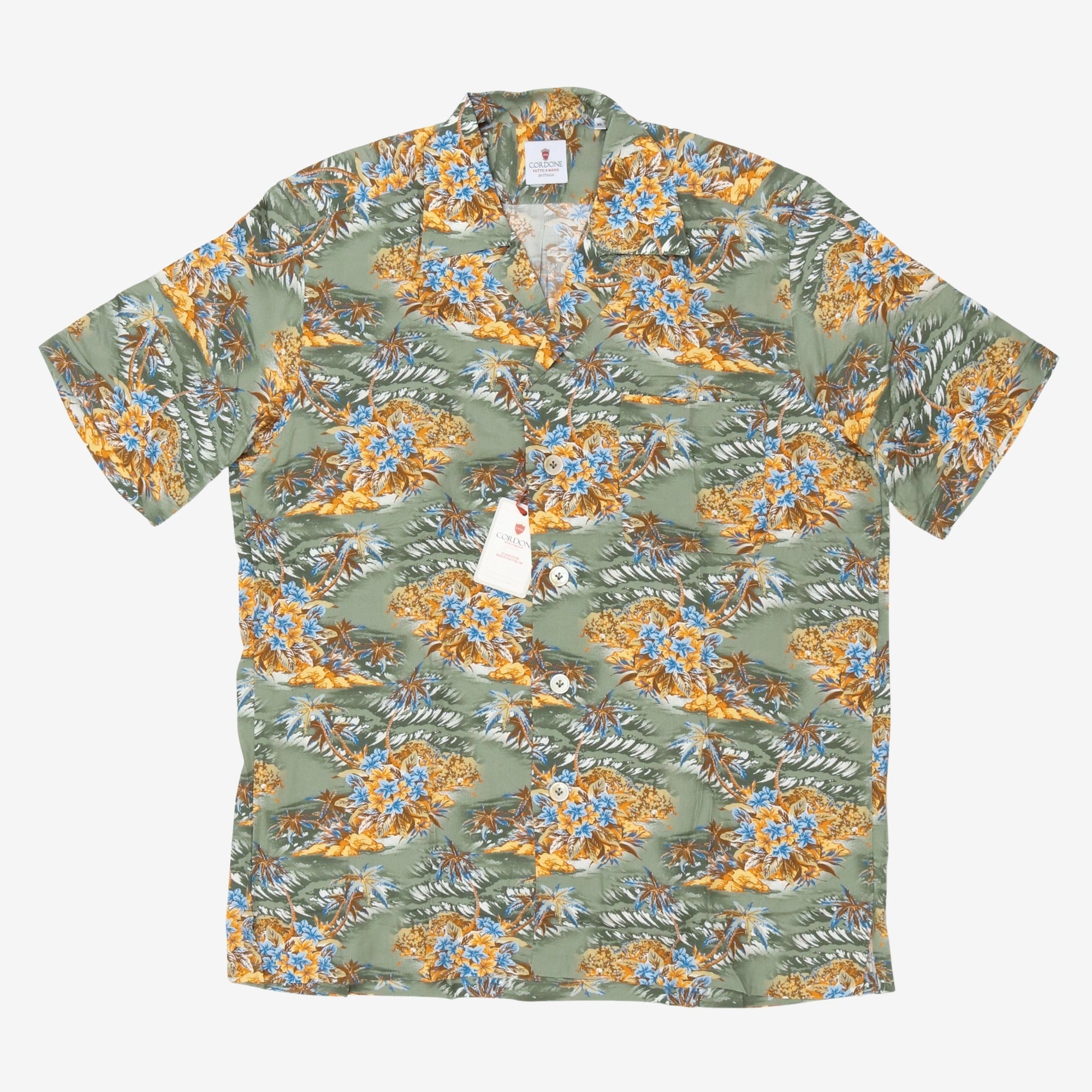 Flower Patterned Open Collar Shirt