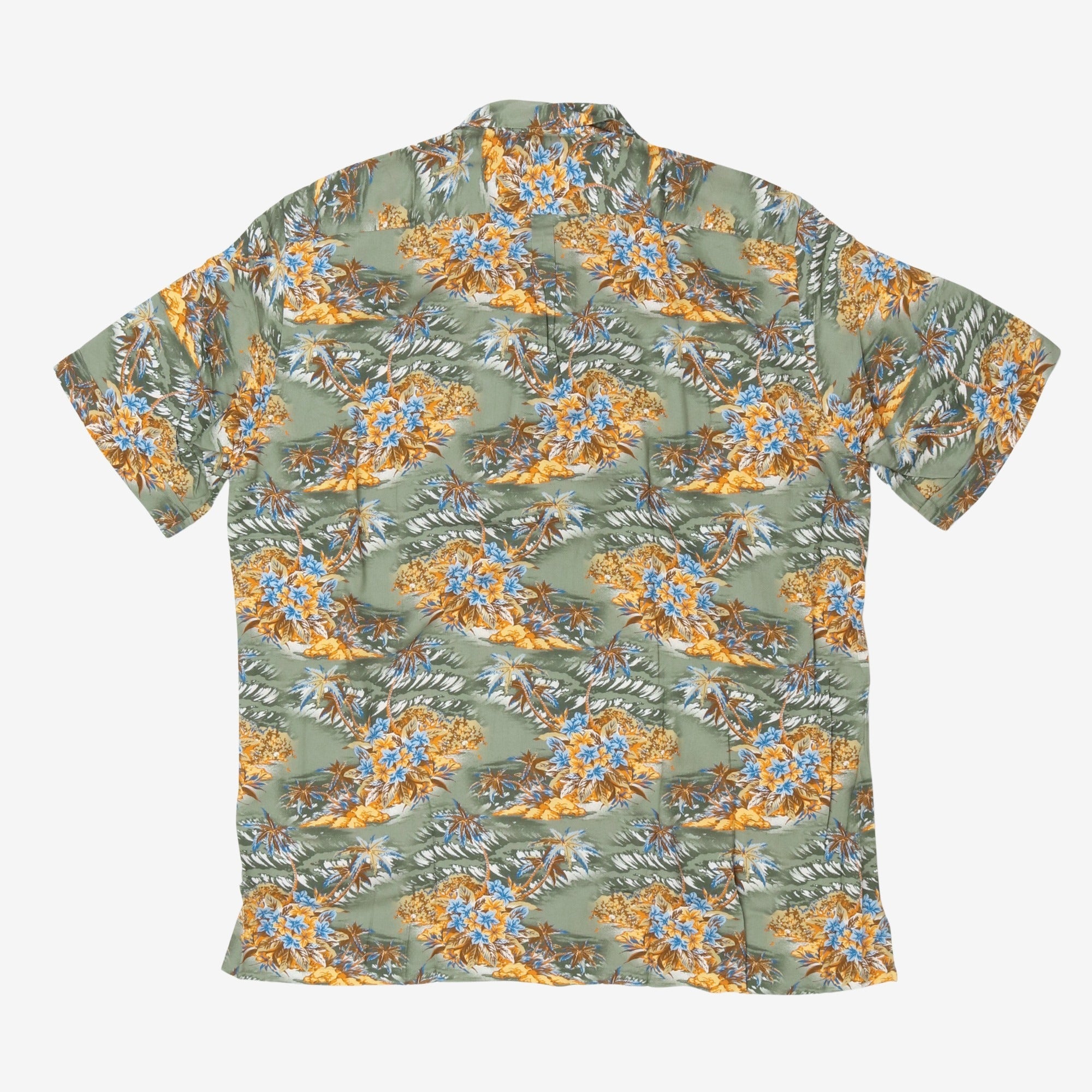 Flower Patterned Open Collar Shirt
