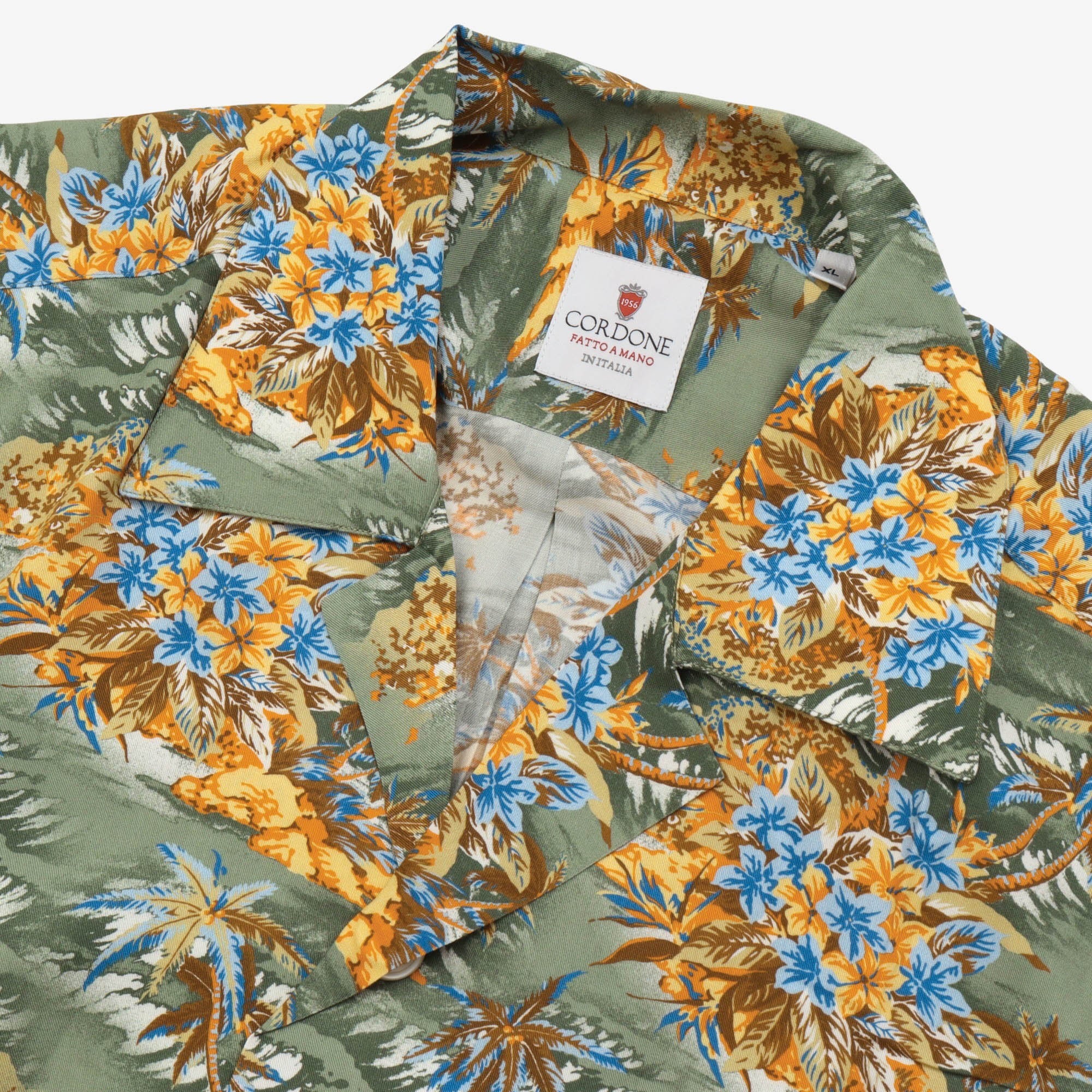Flower Patterned Open Collar Shirt