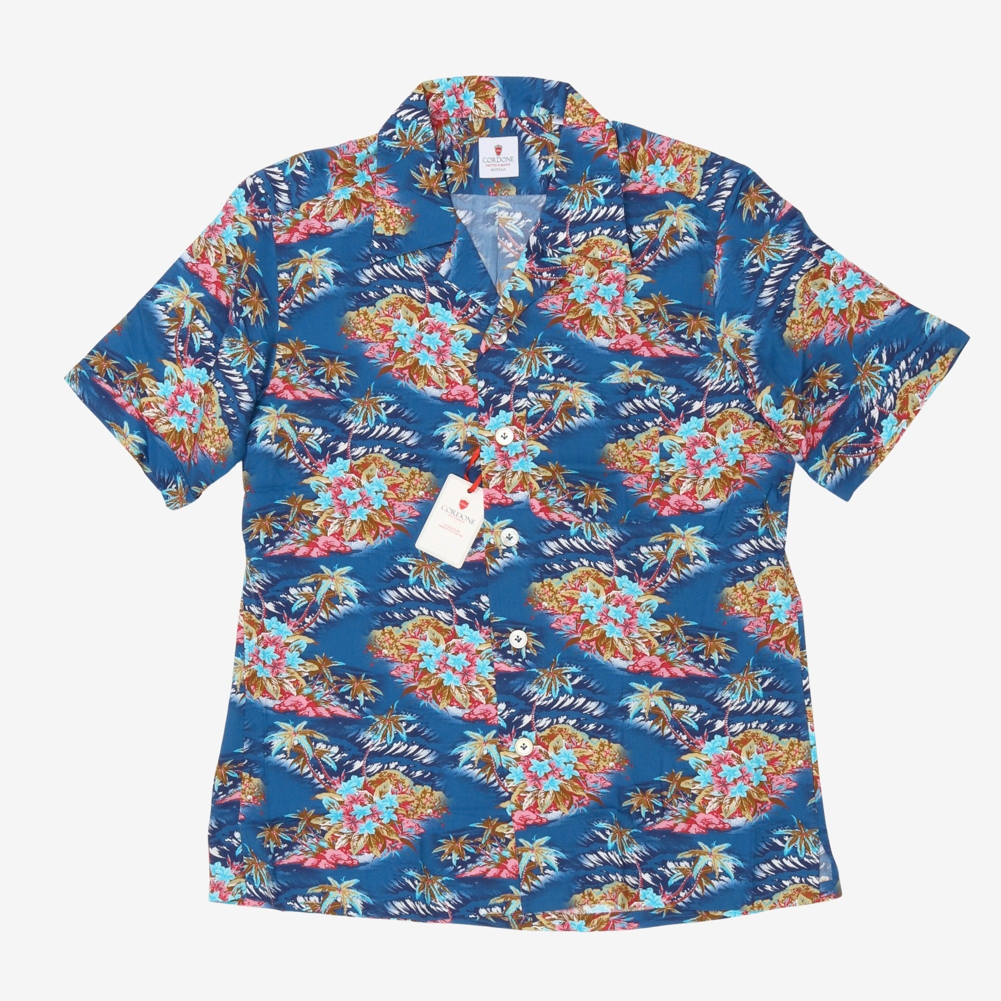 Flower Patterned Open Collar Shirt