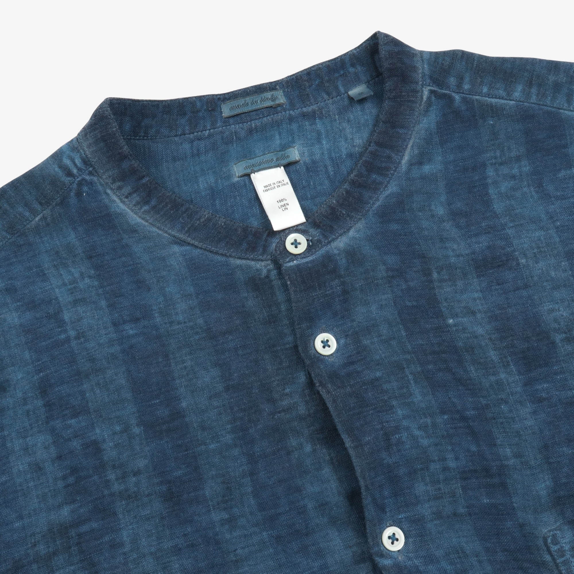 Collarless Linen Shirt