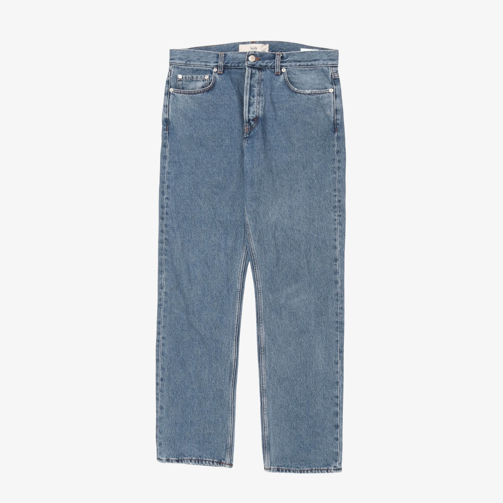 Straight Cut Washed Denim