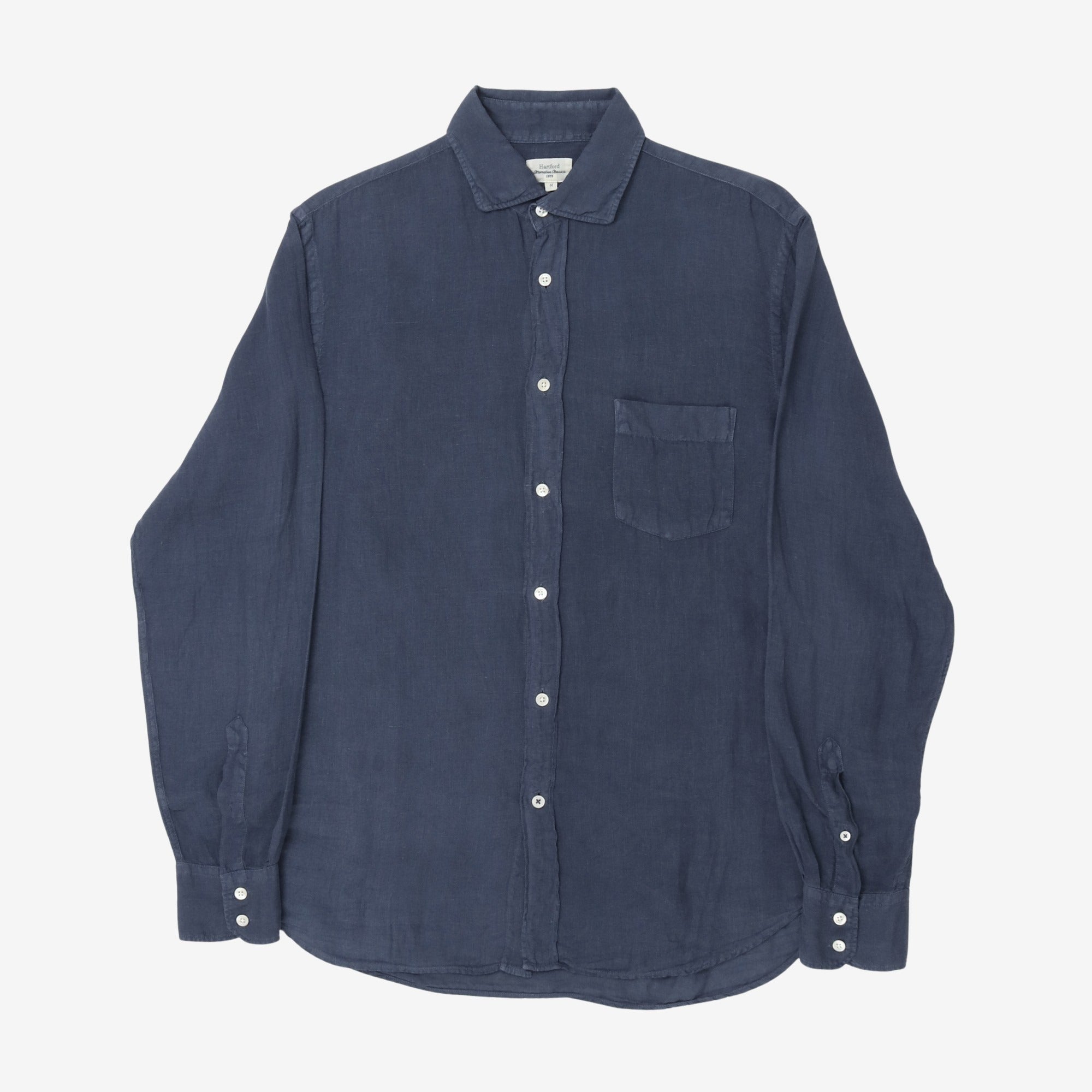 Linen Spread Collar Shirt