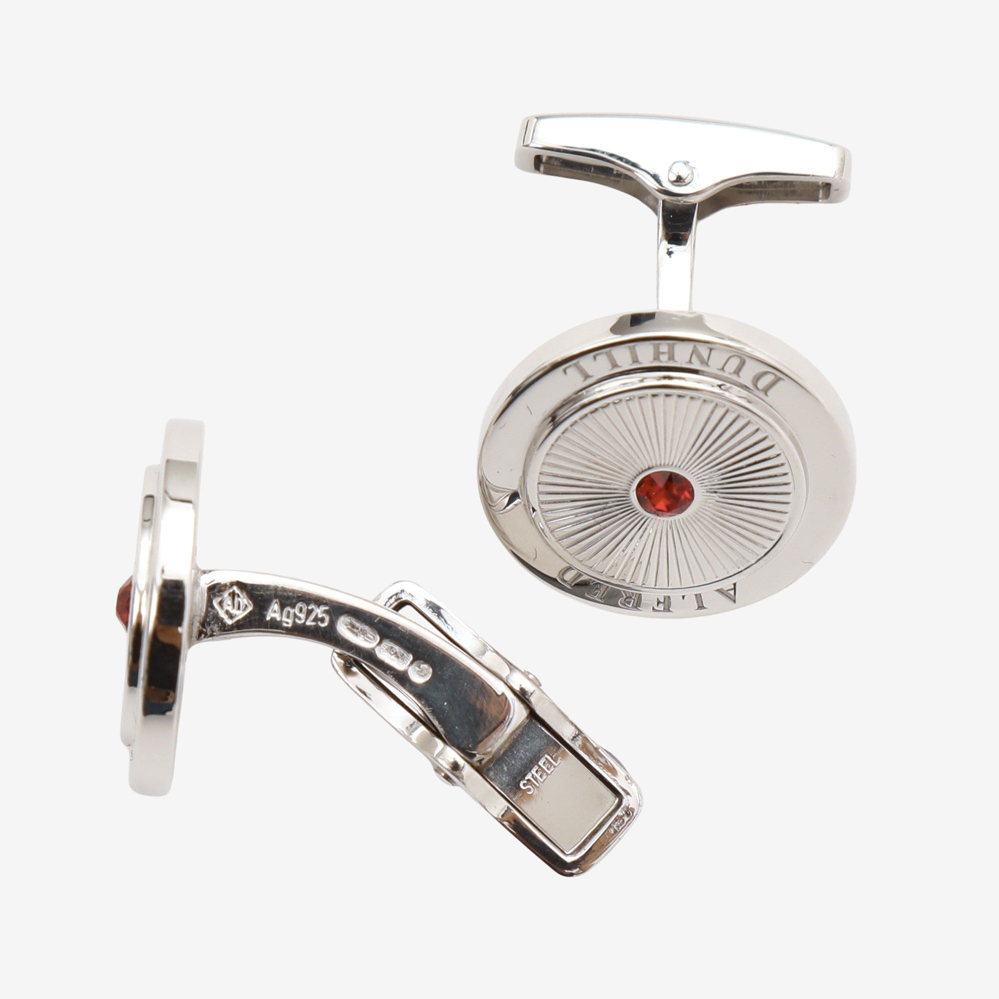 Alloy Silver Crystal Red Cufflinks