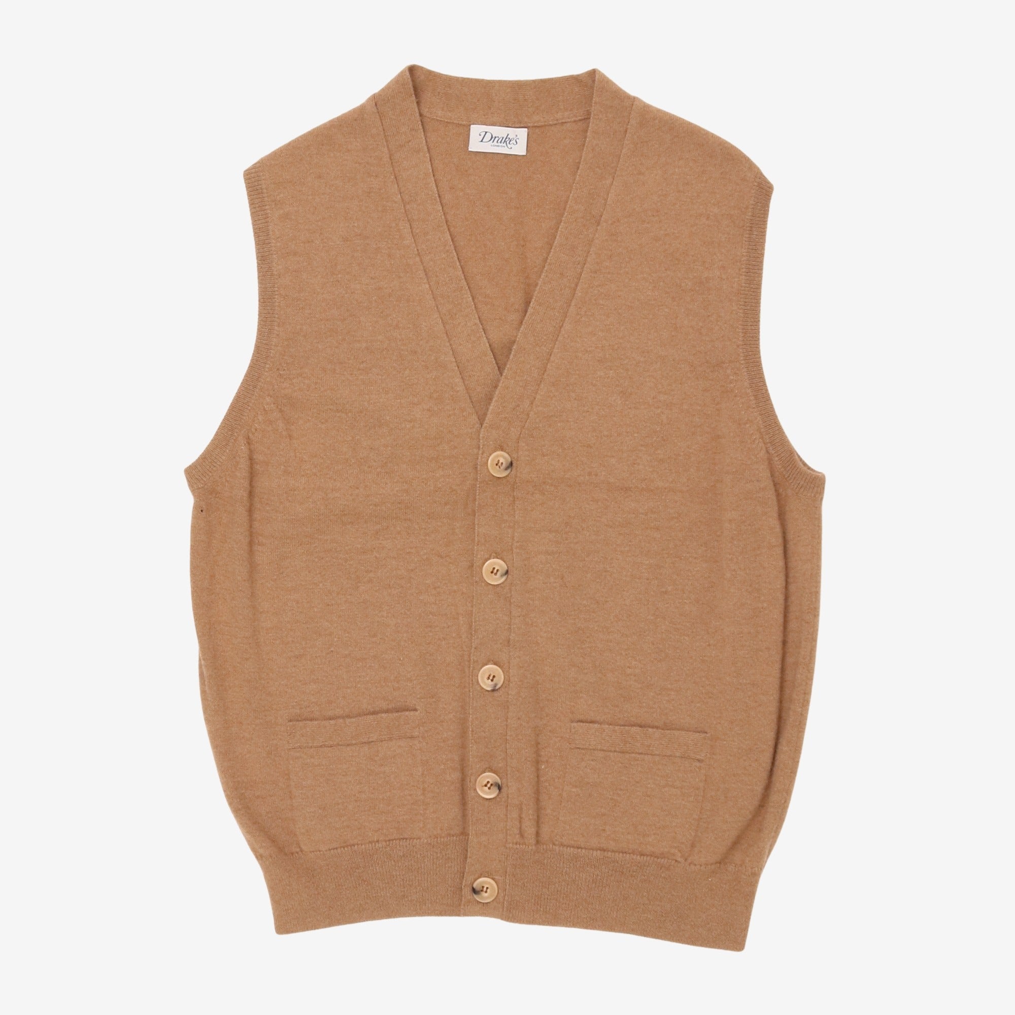 Camelhair Sleeveless Cardigan