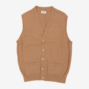 Camelhair Sleeveless Cardigan
