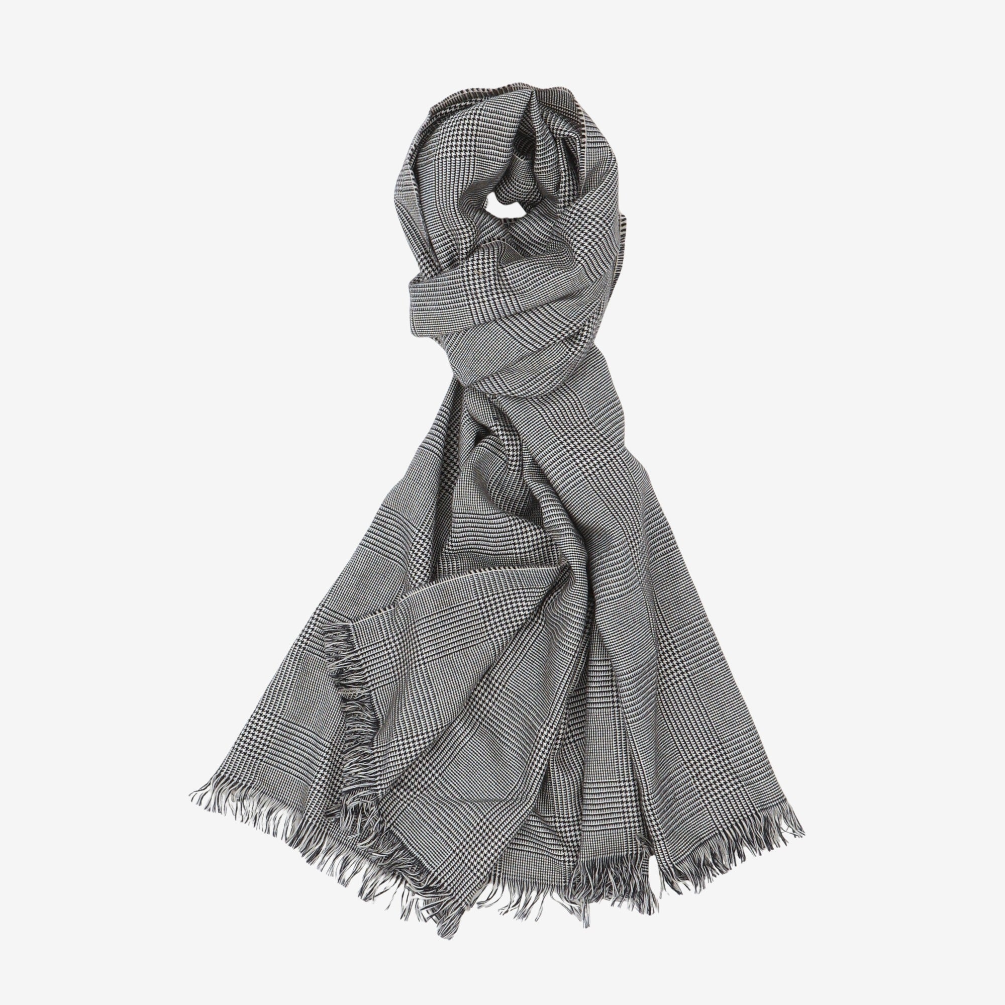 Cashmere Silk Blend Glen Check Scarf