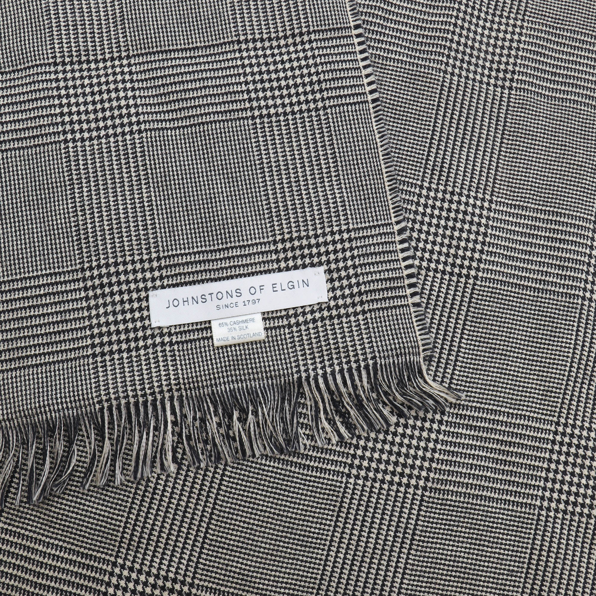 Cashmere Silk Blend Glen Check Scarf