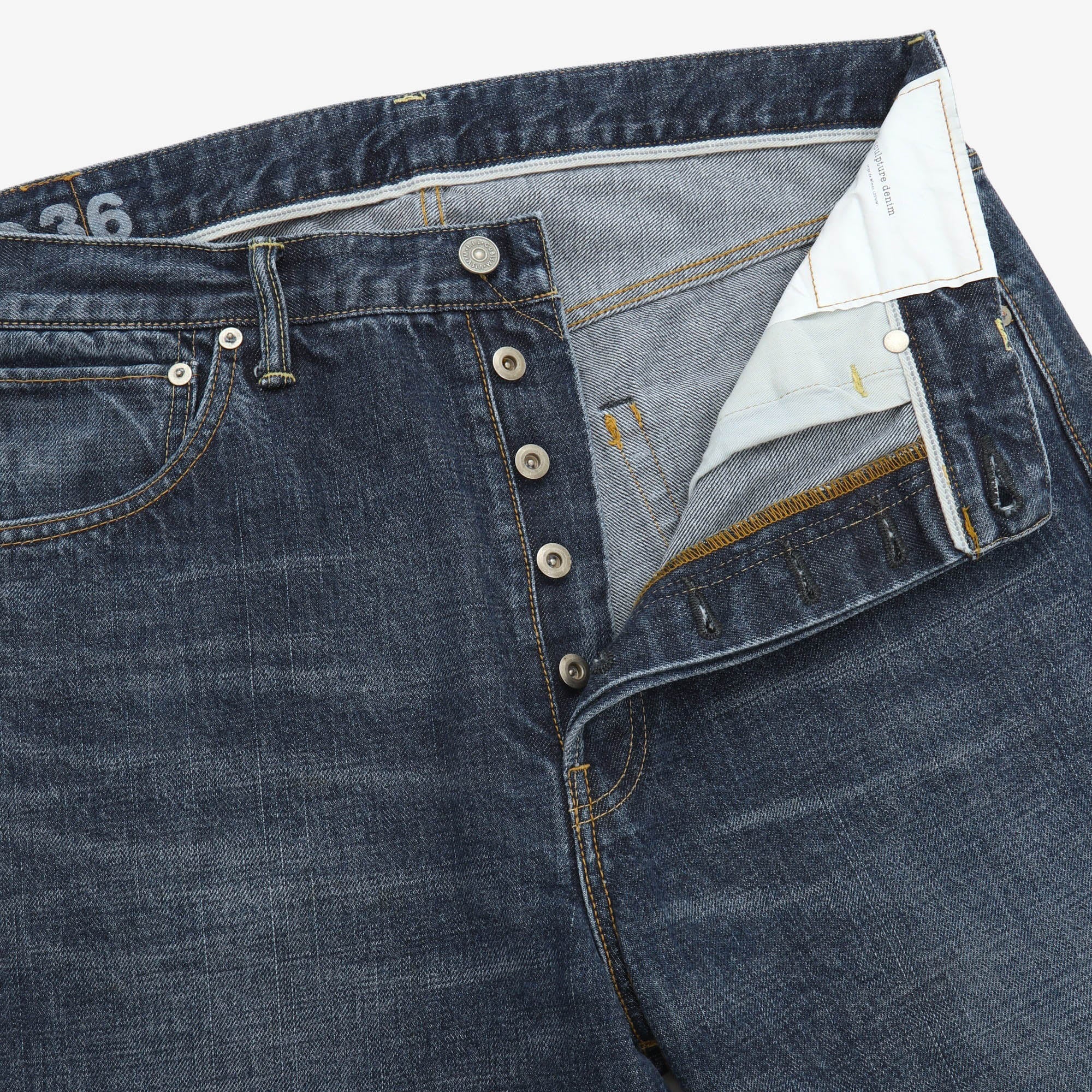 Social Sculpture 01 Damaged Selvedge Denim (35W x 32L)
