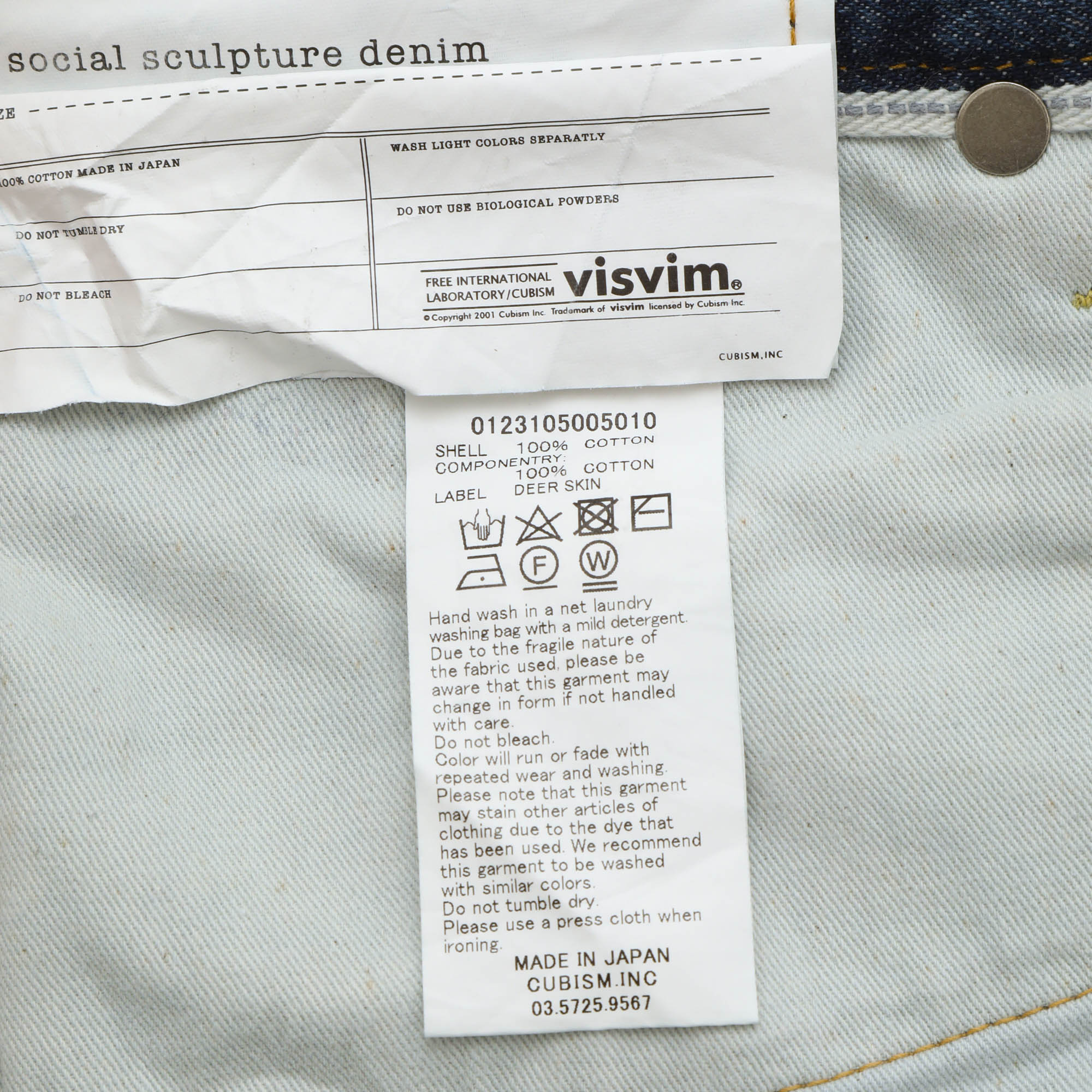 Social Sculpture 01 Damaged Selvedge Denim (35W x 32L)