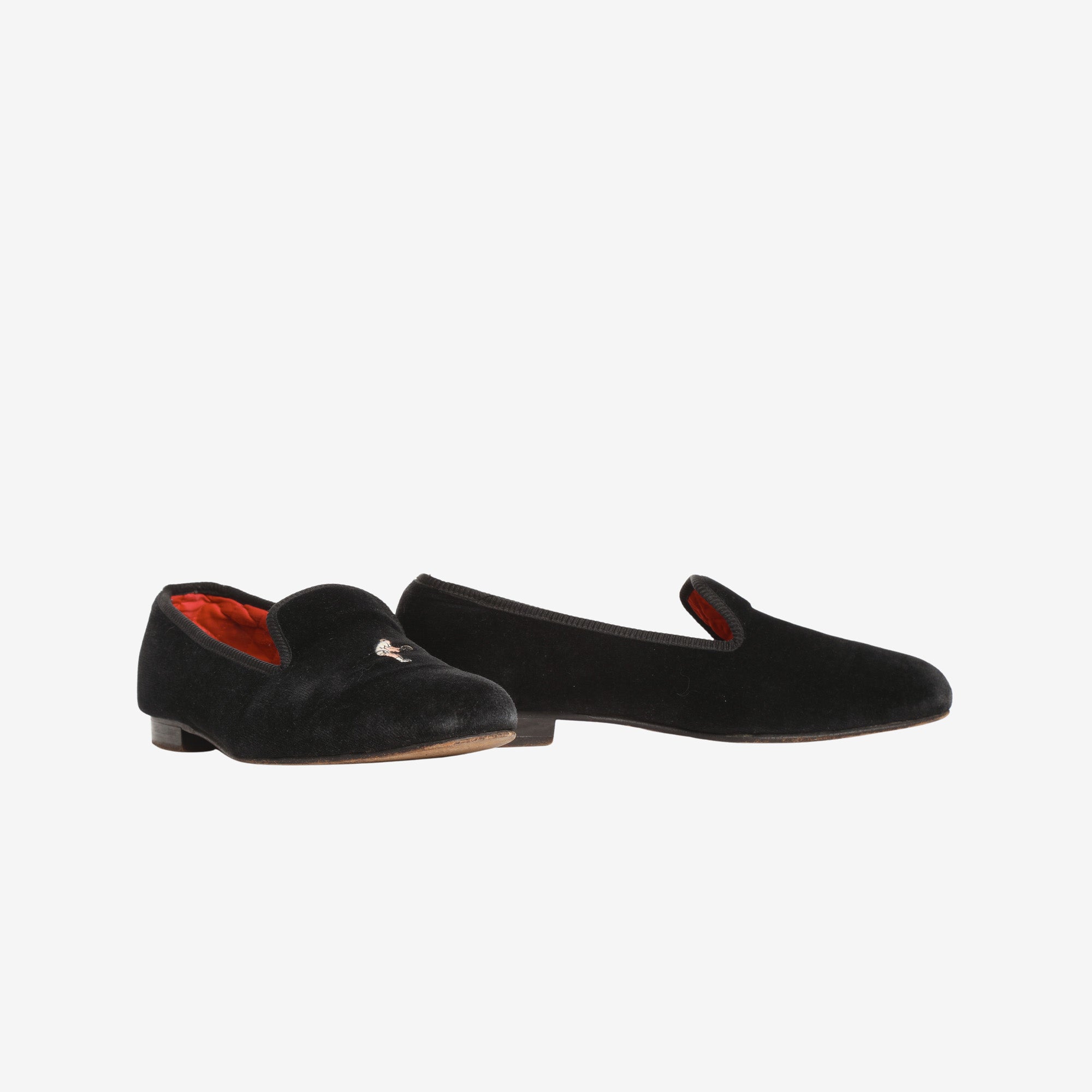 Tennis Motif Embroidered Velvet Slipper