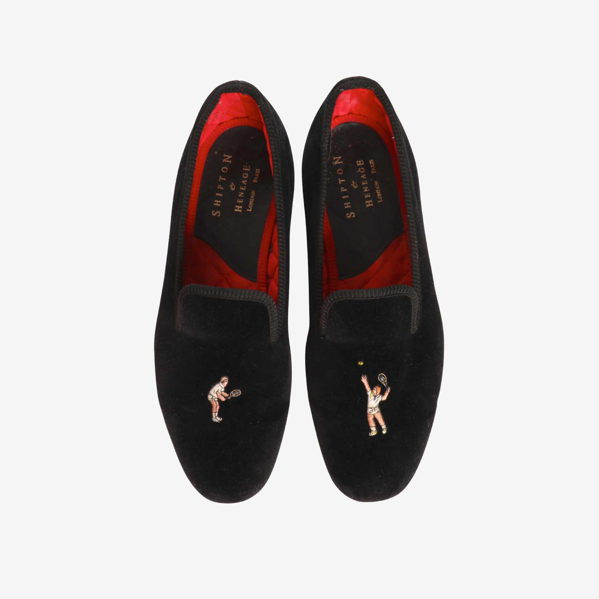 Tennis Motif Embroidered Velvet Slipper