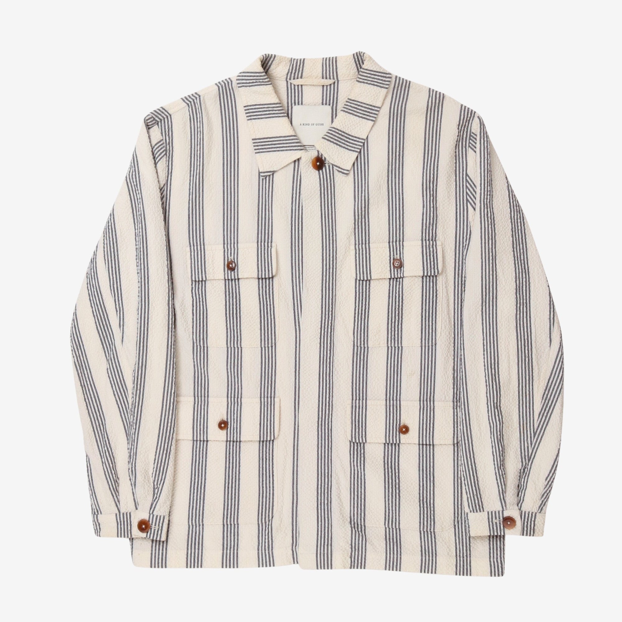 Seersucker Striped Overshirt