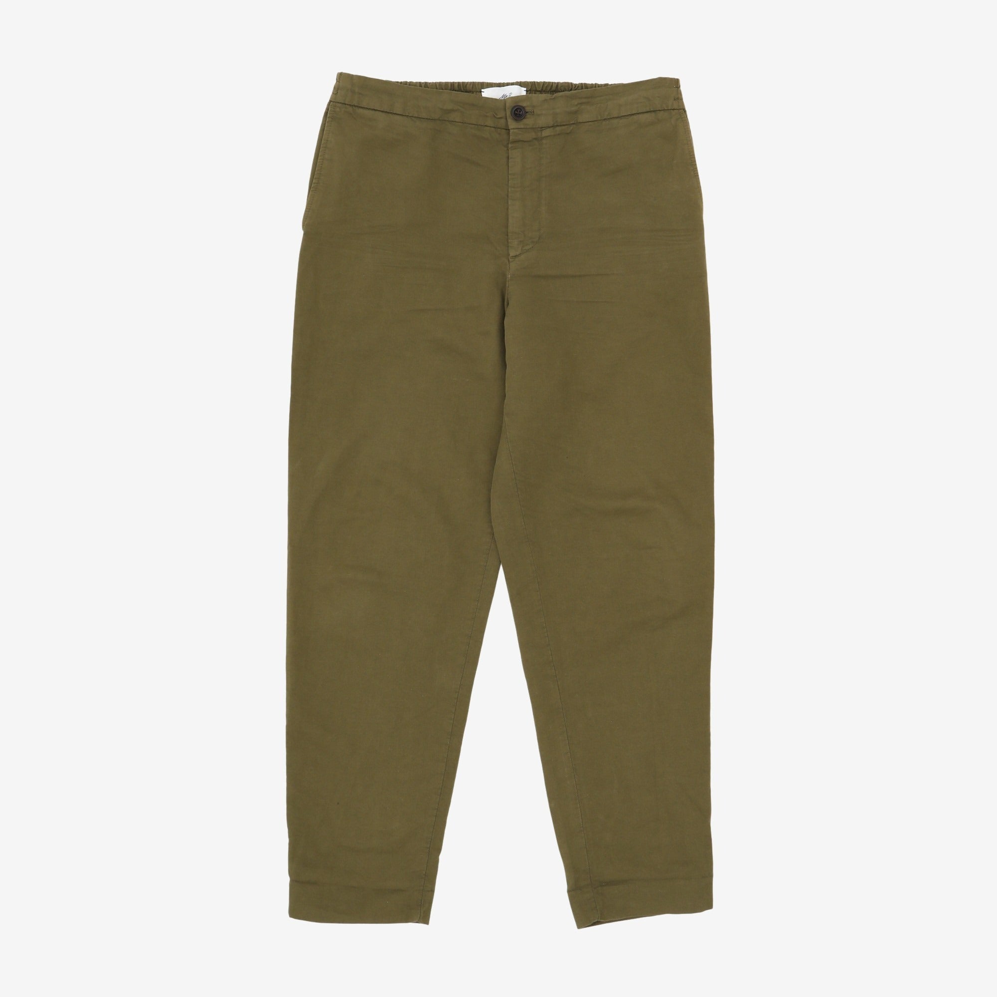 Tapered Linen Blend Drawstring Trouser