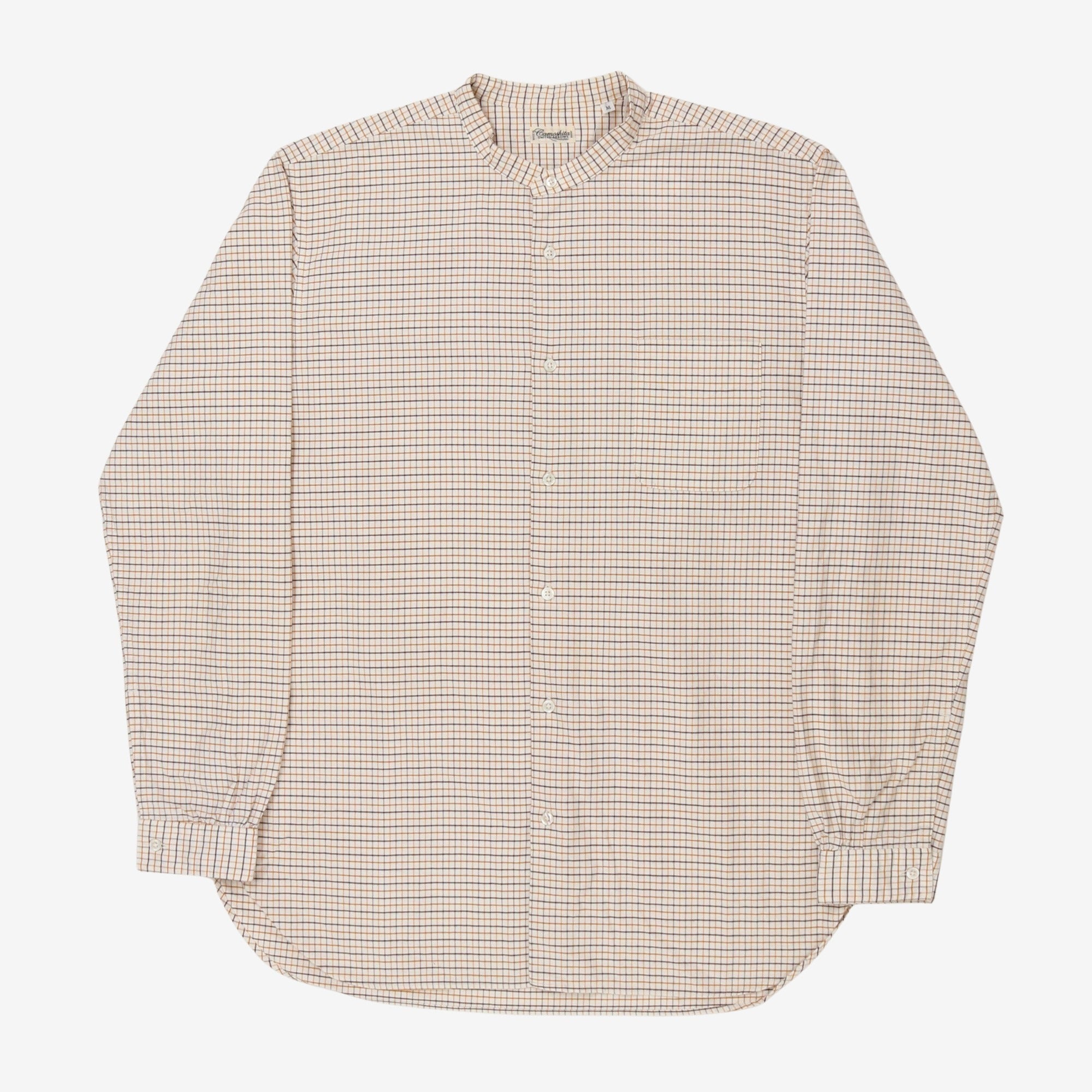 Collarless Check Shirt