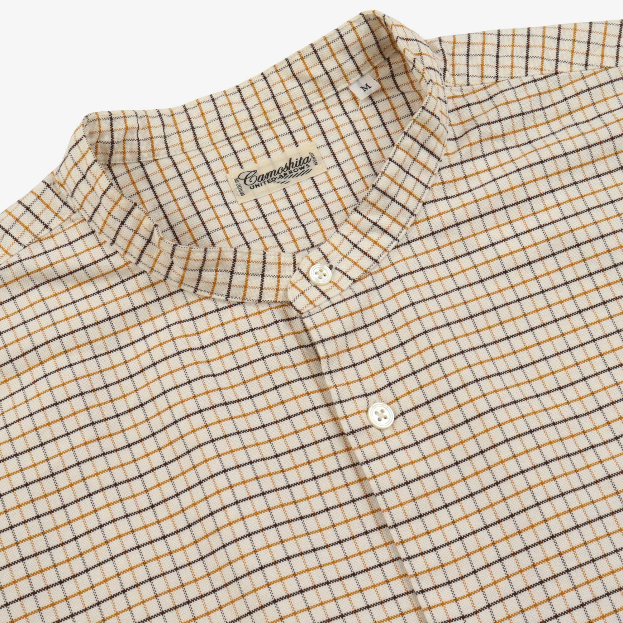 Collarless Check Shirt