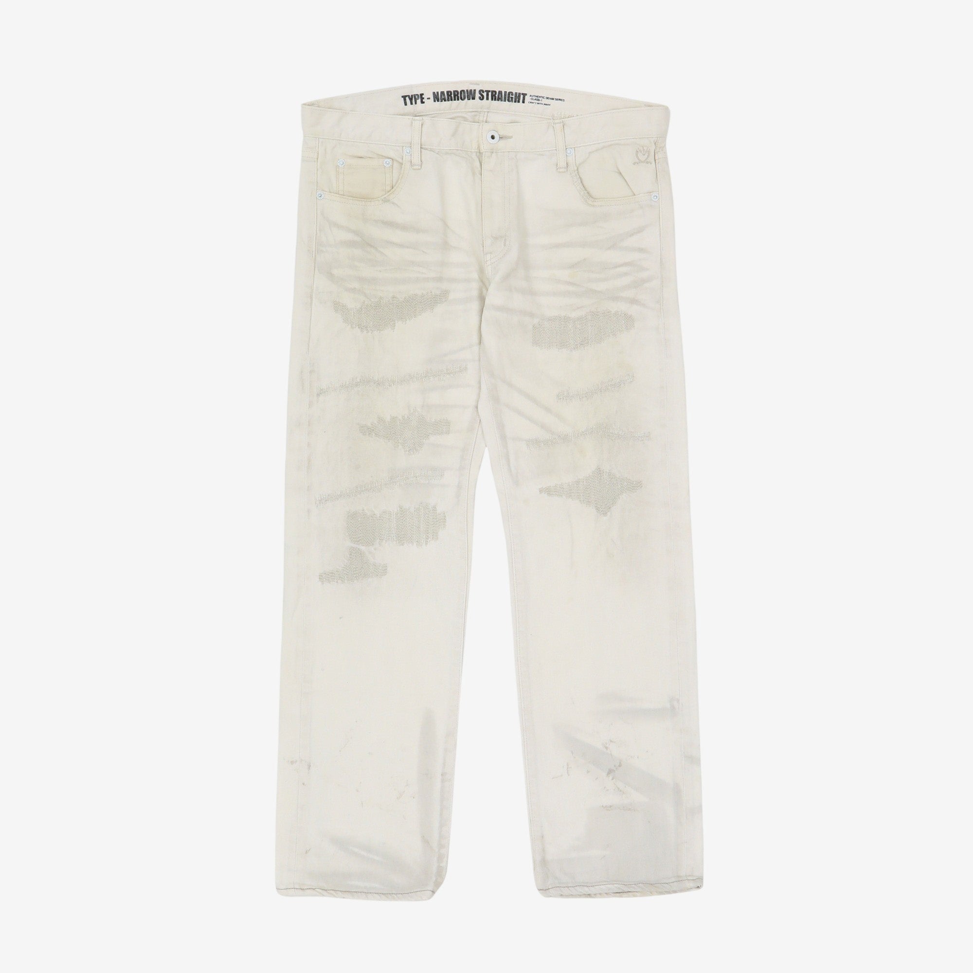 Narrow Straight 'Damaged' Jeans