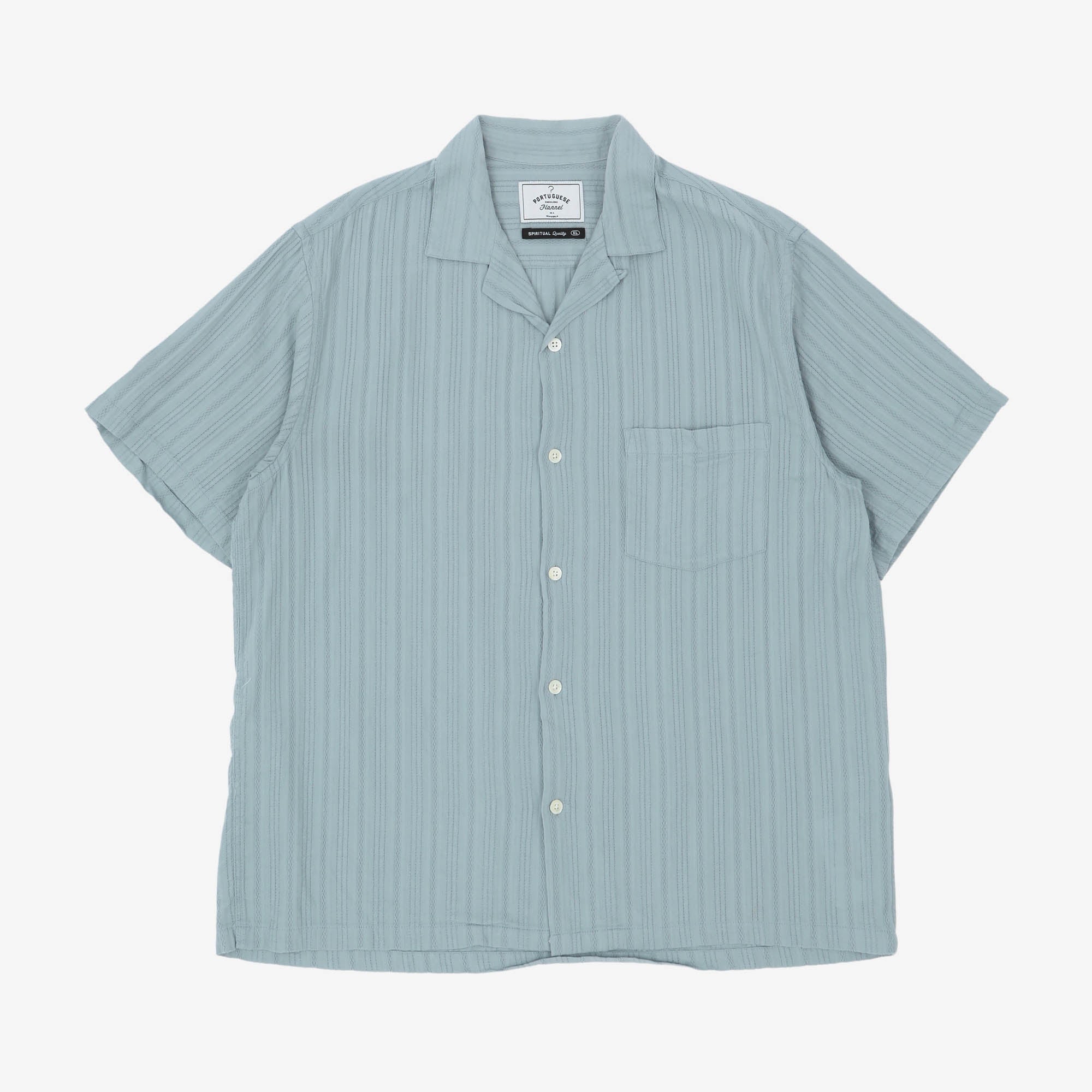 Textured Stripe Camp Shirt