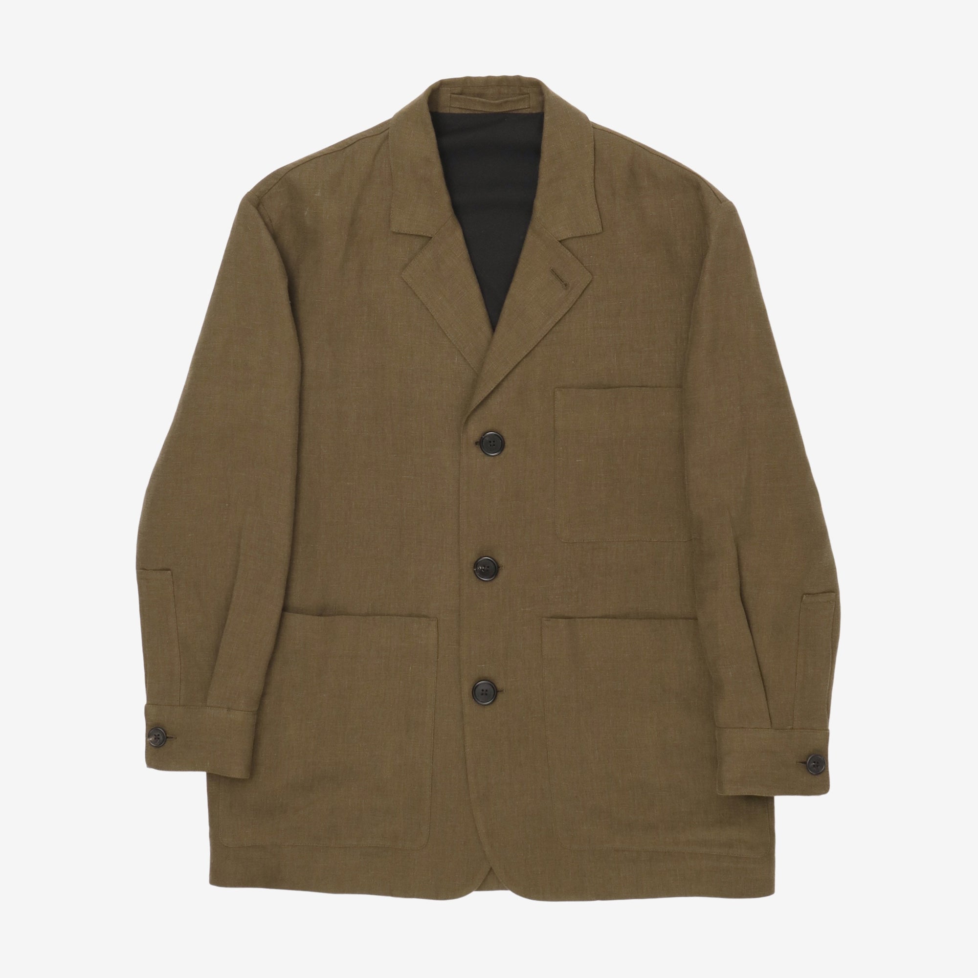 Relaxed Shirt Cuff Linen Blazer