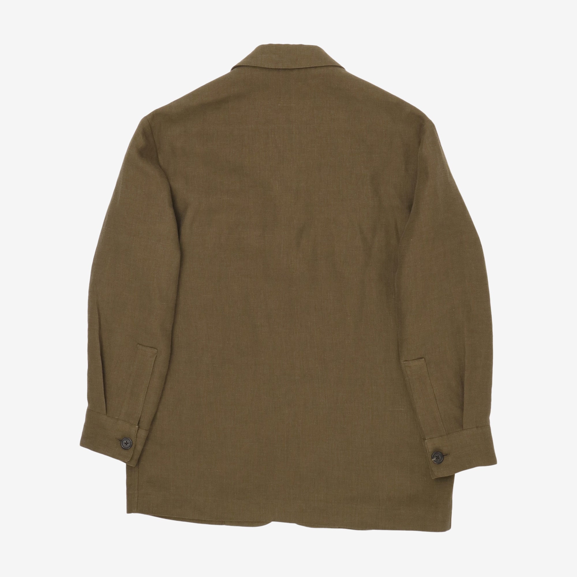 Relaxed Shirt Cuff Linen Blazer