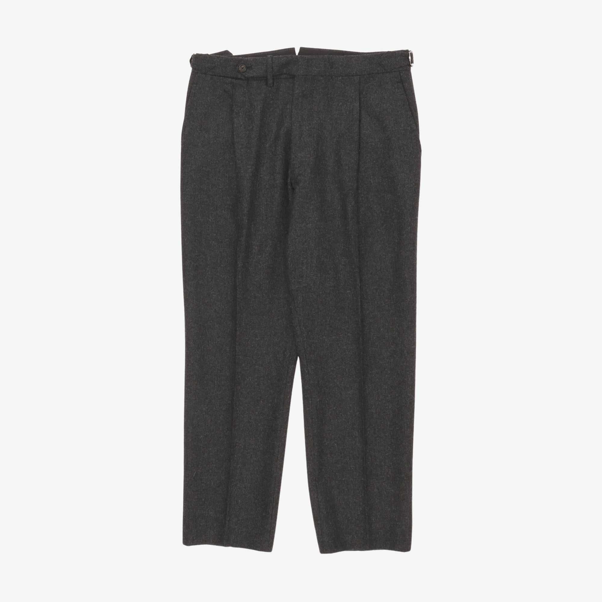 Pleated Wool Flannel Trousers (32W X 26.5L)