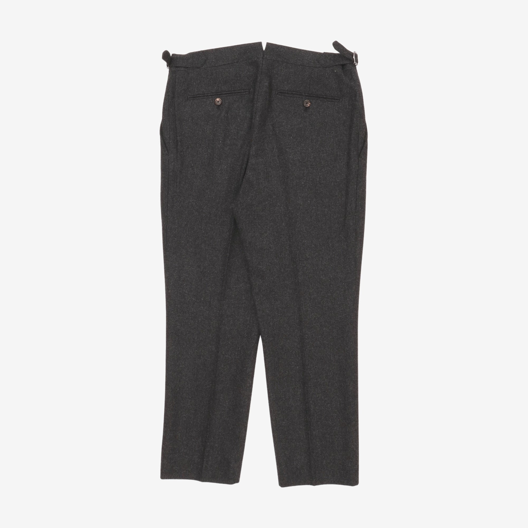 Pleated Wool Flannel Trousers (32W X 26.5L)