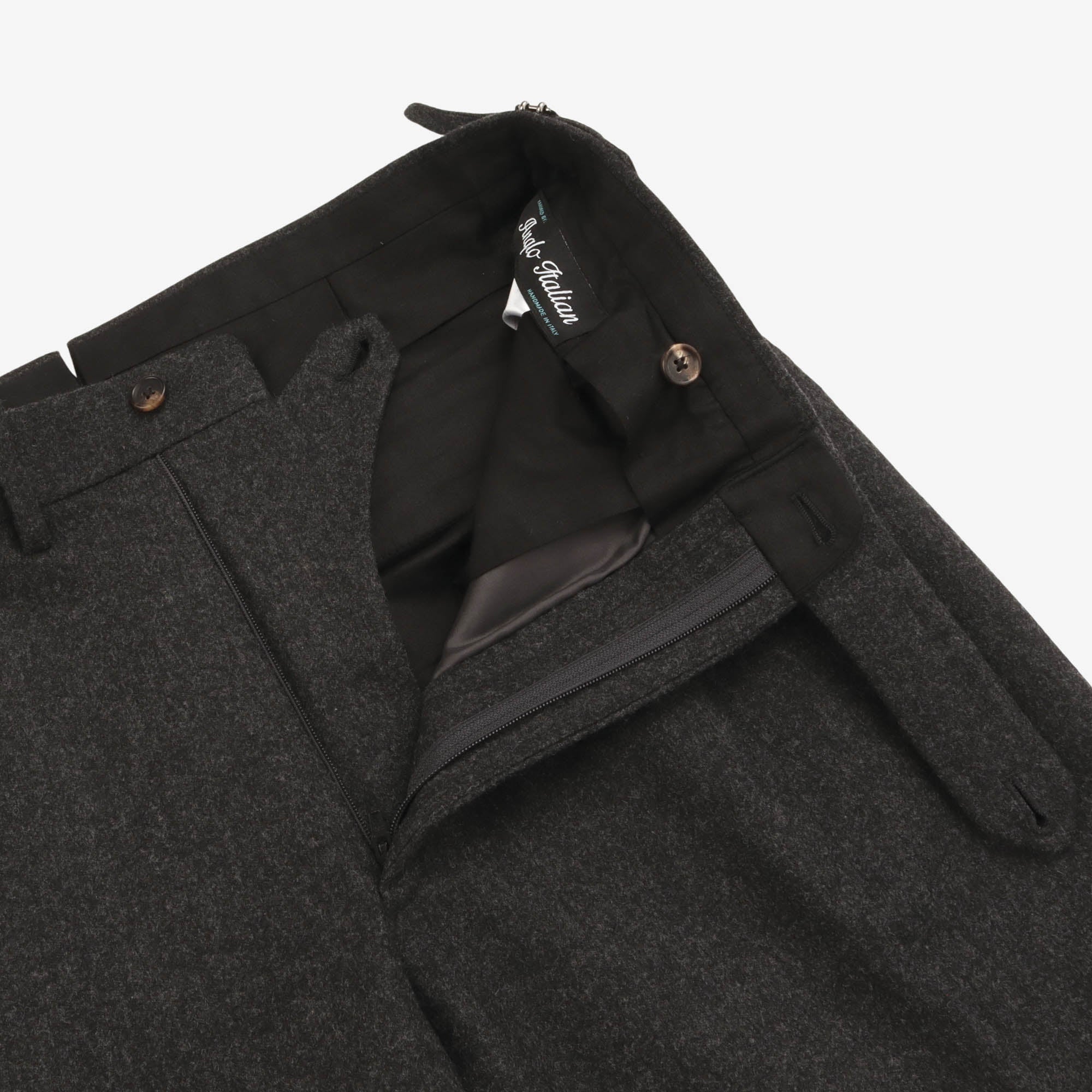 Pleated Wool Flannel Trousers (32W X 26.5L)